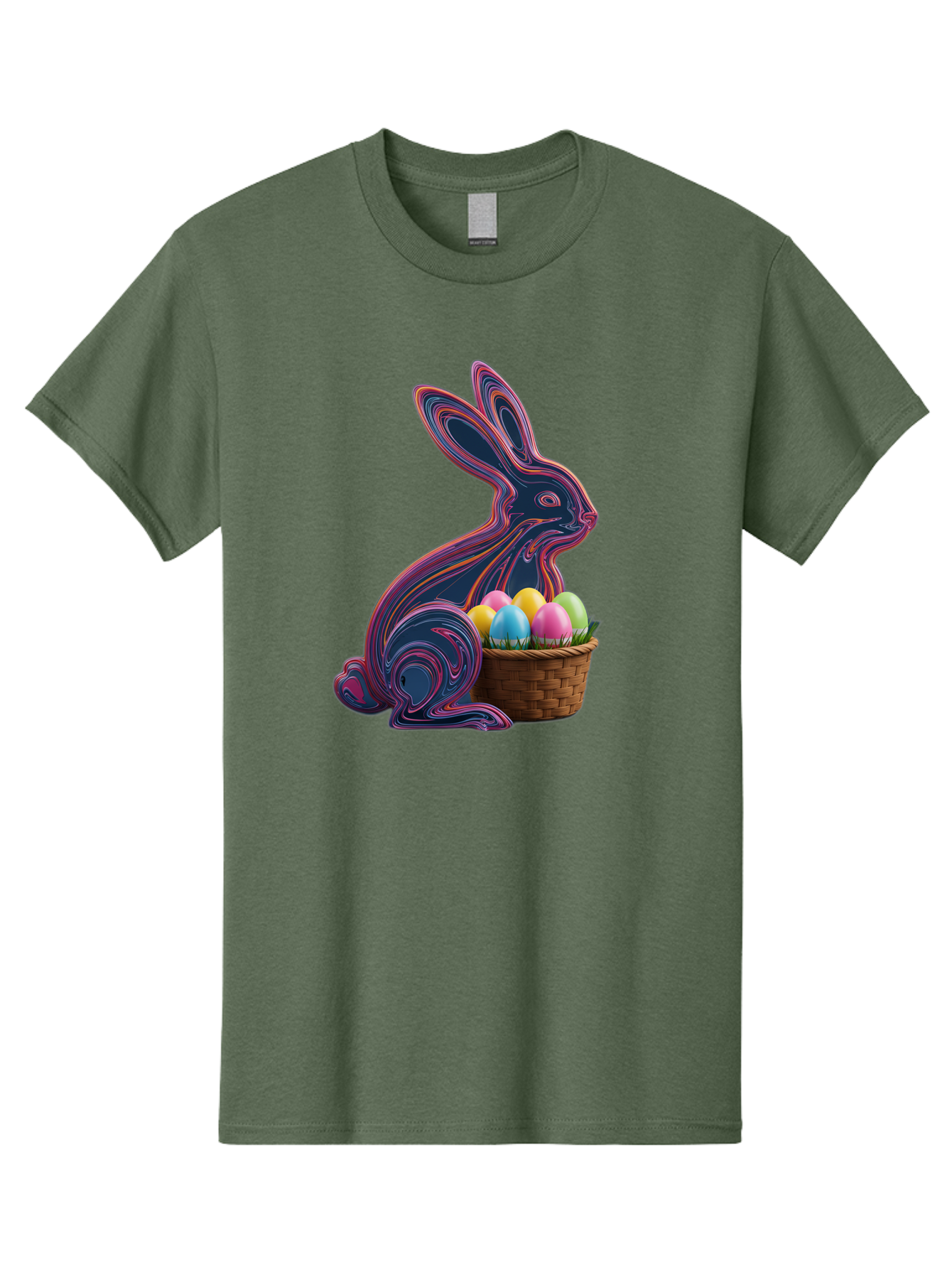 Easter-Bunny-1 Men'S Graphic Tee, 100% Cotton, Comfortable Casual Summer Wear, Machine Washable, Easter Bunny, Pastel Eggs, Colorful Eggs, Wicker Basket, Festive Decor, Spring Theme, Vibrant Colors, Holiday Symbol, Easter Eggs Baa597