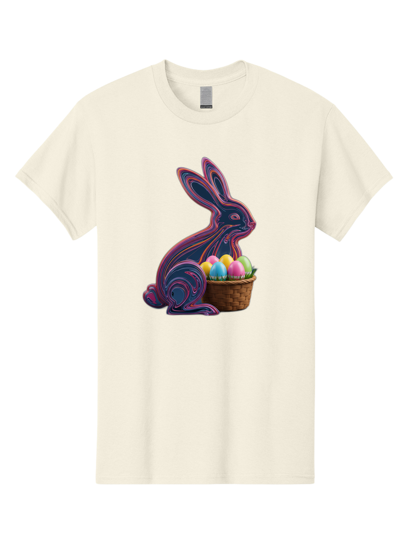 Easter-Bunny-1 Men'S Graphic Tee, 100% Cotton, Comfortable Casual Summer Wear, Machine Washable, Easter Bunny, Pastel Eggs, Colorful Eggs, Wicker Basket, Festive Decor, Spring Theme, Vibrant Colors, Holiday Symbol, Easter Eggs Baa597