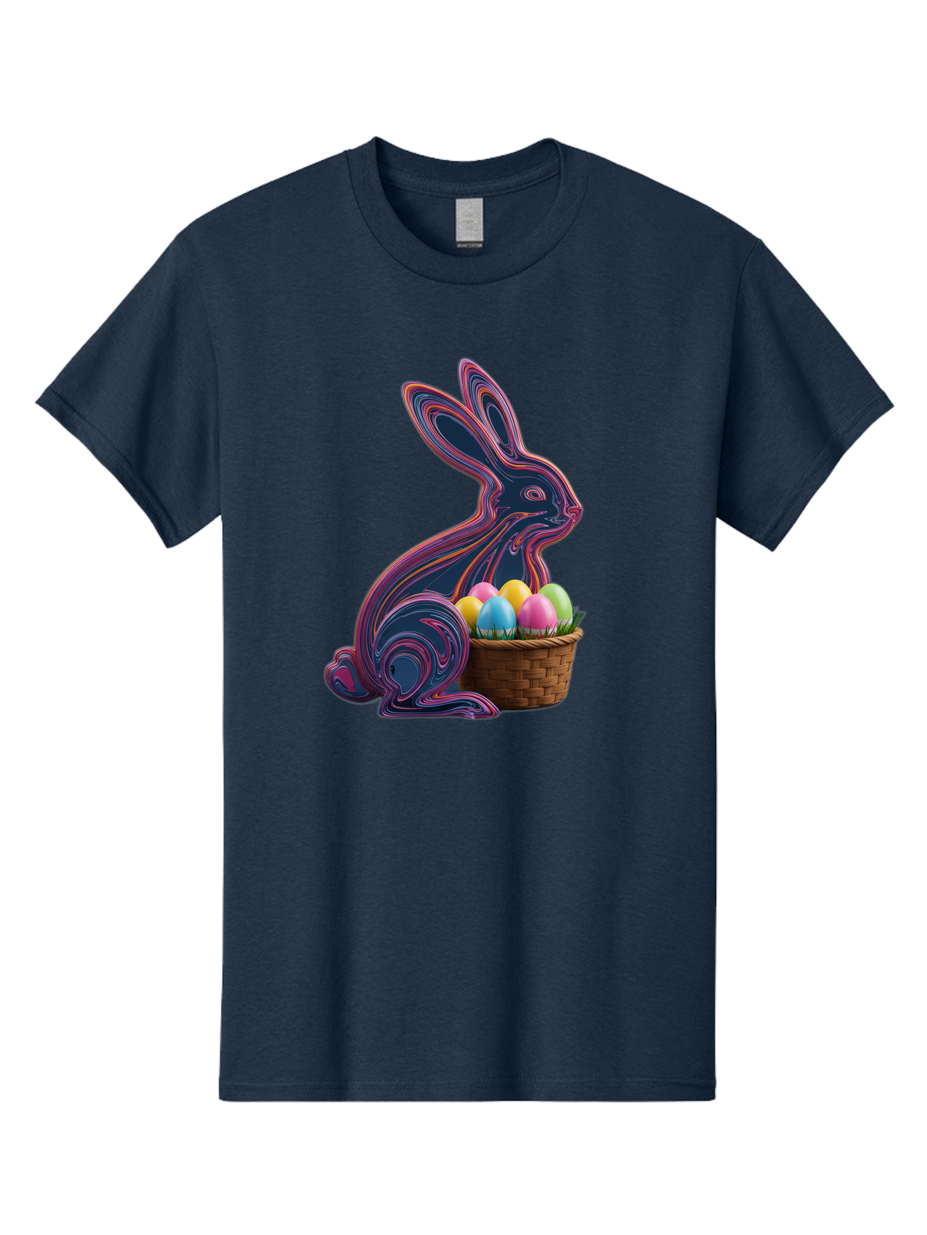 Easter-Bunny-1 Men'S Graphic Tee, 100% Cotton, Comfortable Casual Summer Wear, Machine Washable, Easter Bunny, Pastel Eggs, Colorful Eggs, Wicker Basket, Festive Decor, Spring Theme, Vibrant Colors, Holiday Symbol, Easter Eggs Baa597