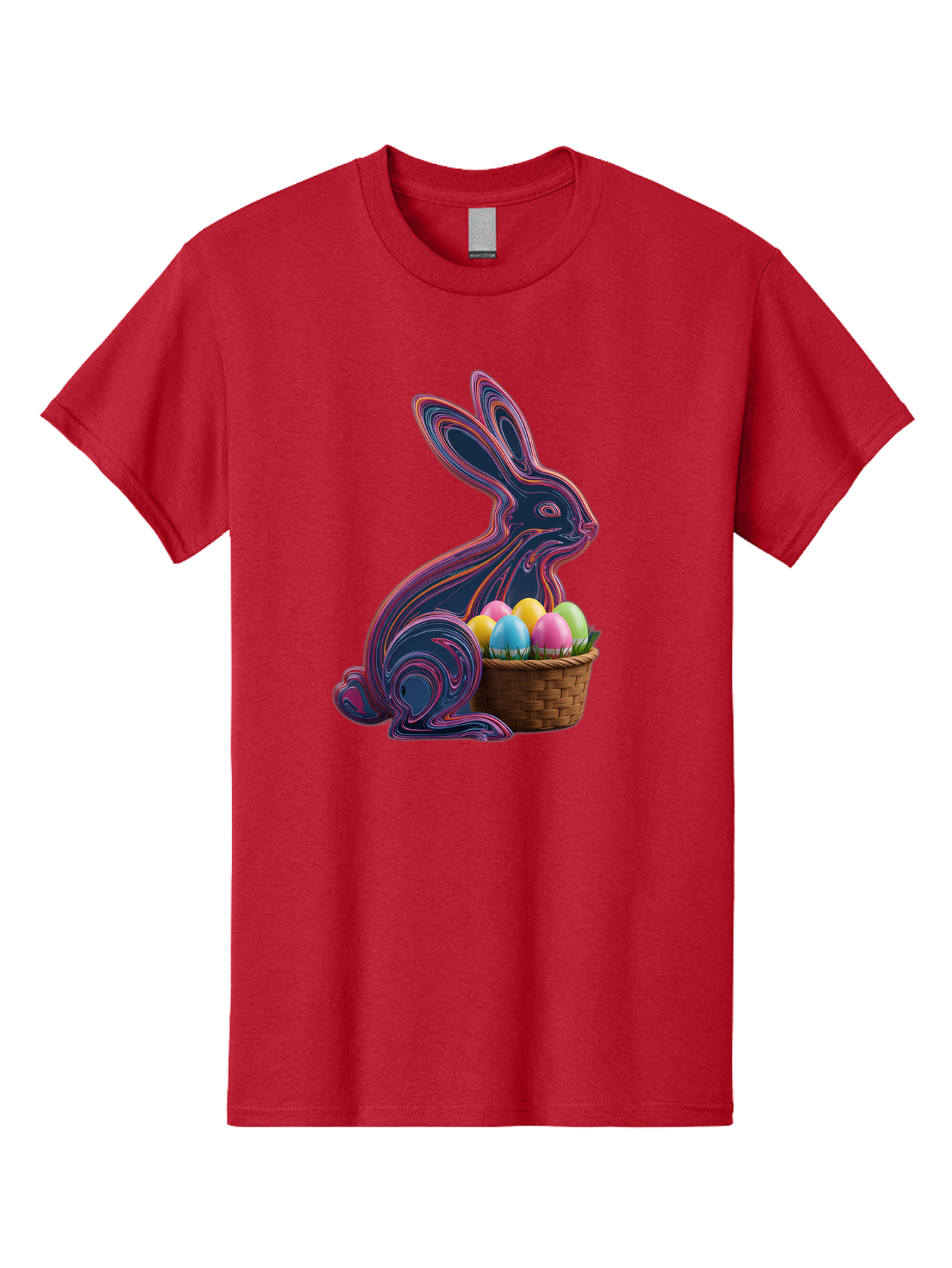 Easter-Bunny-1 Men'S Graphic Tee, 100% Cotton, Comfortable Casual Summer Wear, Machine Washable, Easter Bunny, Pastel Eggs, Colorful Eggs, Wicker Basket, Festive Decor, Spring Theme, Vibrant Colors, Holiday Symbol, Easter Eggs Baa597