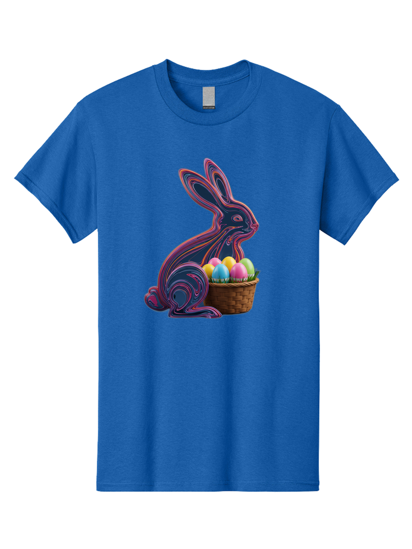 Easter-Bunny-1 Men'S Graphic Tee, 100% Cotton, Comfortable Casual Summer Wear, Machine Washable, Easter Bunny, Pastel Eggs, Colorful Eggs, Wicker Basket, Festive Decor, Spring Theme, Vibrant Colors, Holiday Symbol, Easter Eggs Baa597