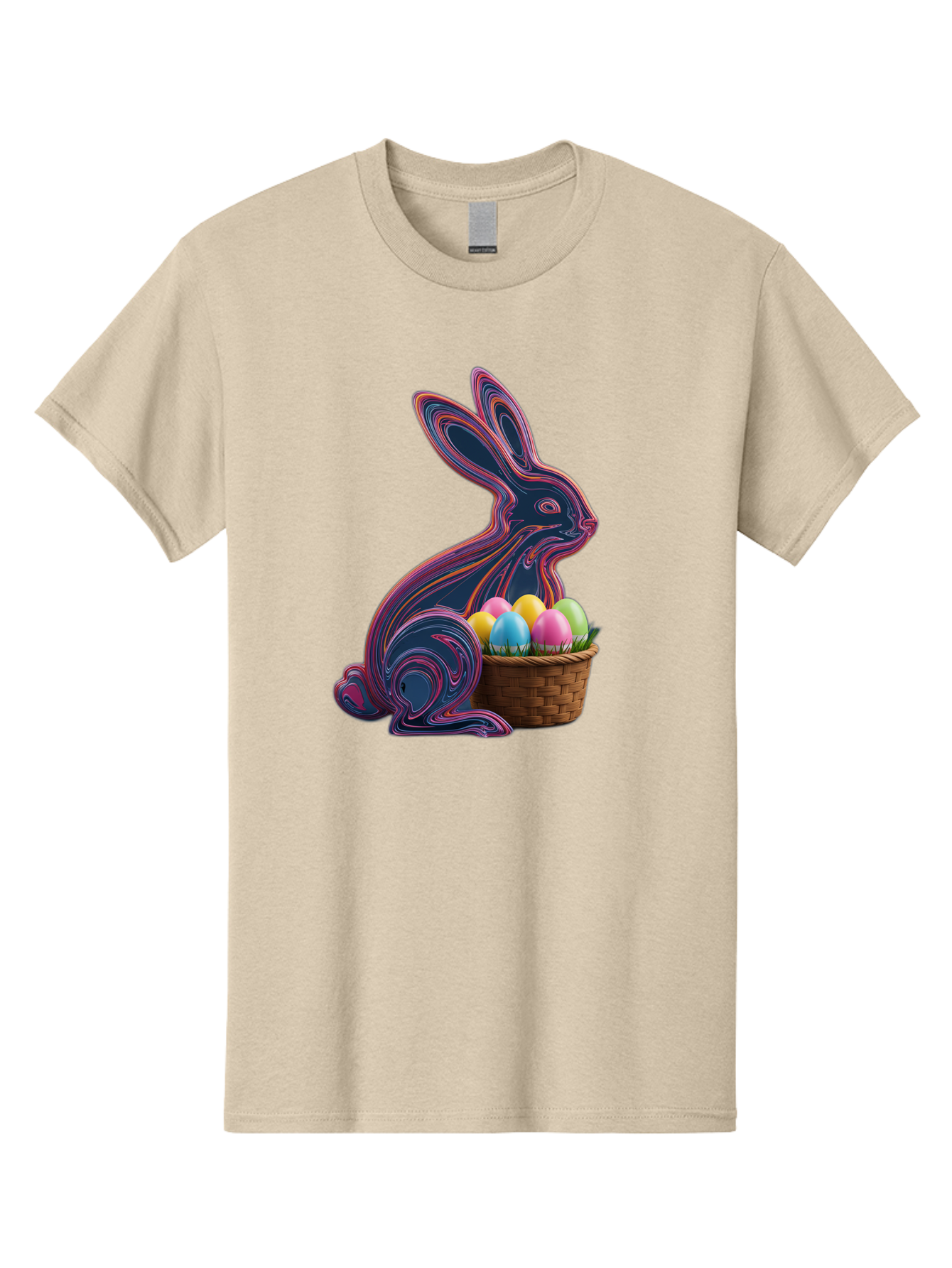 Easter-Bunny-1 Men'S Graphic Tee, 100% Cotton, Comfortable Casual Summer Wear, Machine Washable, Easter Bunny, Pastel Eggs, Colorful Eggs, Wicker Basket, Festive Decor, Spring Theme, Vibrant Colors, Holiday Symbol, Easter Eggs Baa597