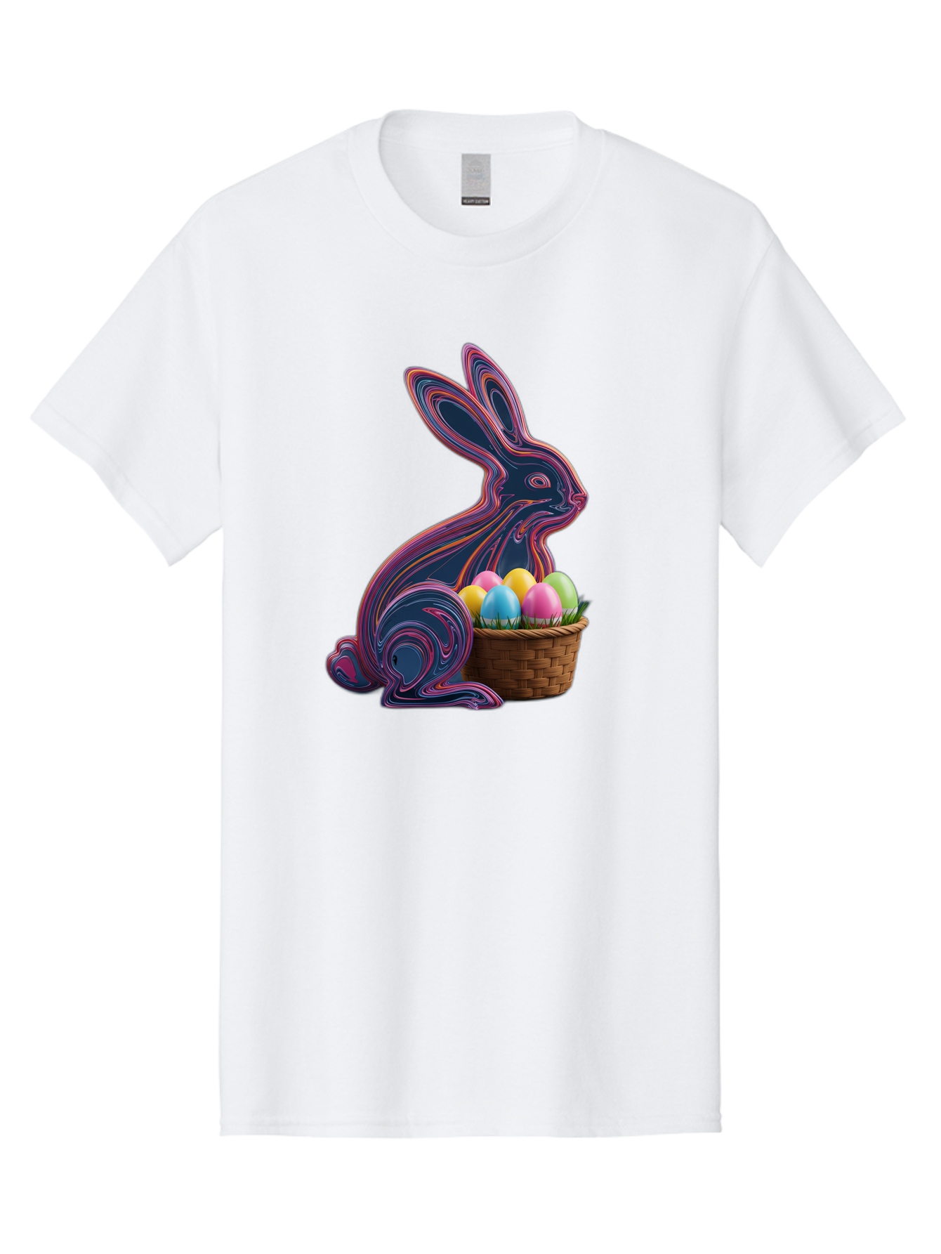 Easter-Bunny-1 Men'S Graphic Tee, 100% Cotton, Comfortable Casual Summer Wear, Machine Washable, Easter Bunny, Pastel Eggs, Colorful Eggs, Wicker Basket, Festive Decor, Spring Theme, Vibrant Colors, Holiday Symbol, Easter Eggs Baa597