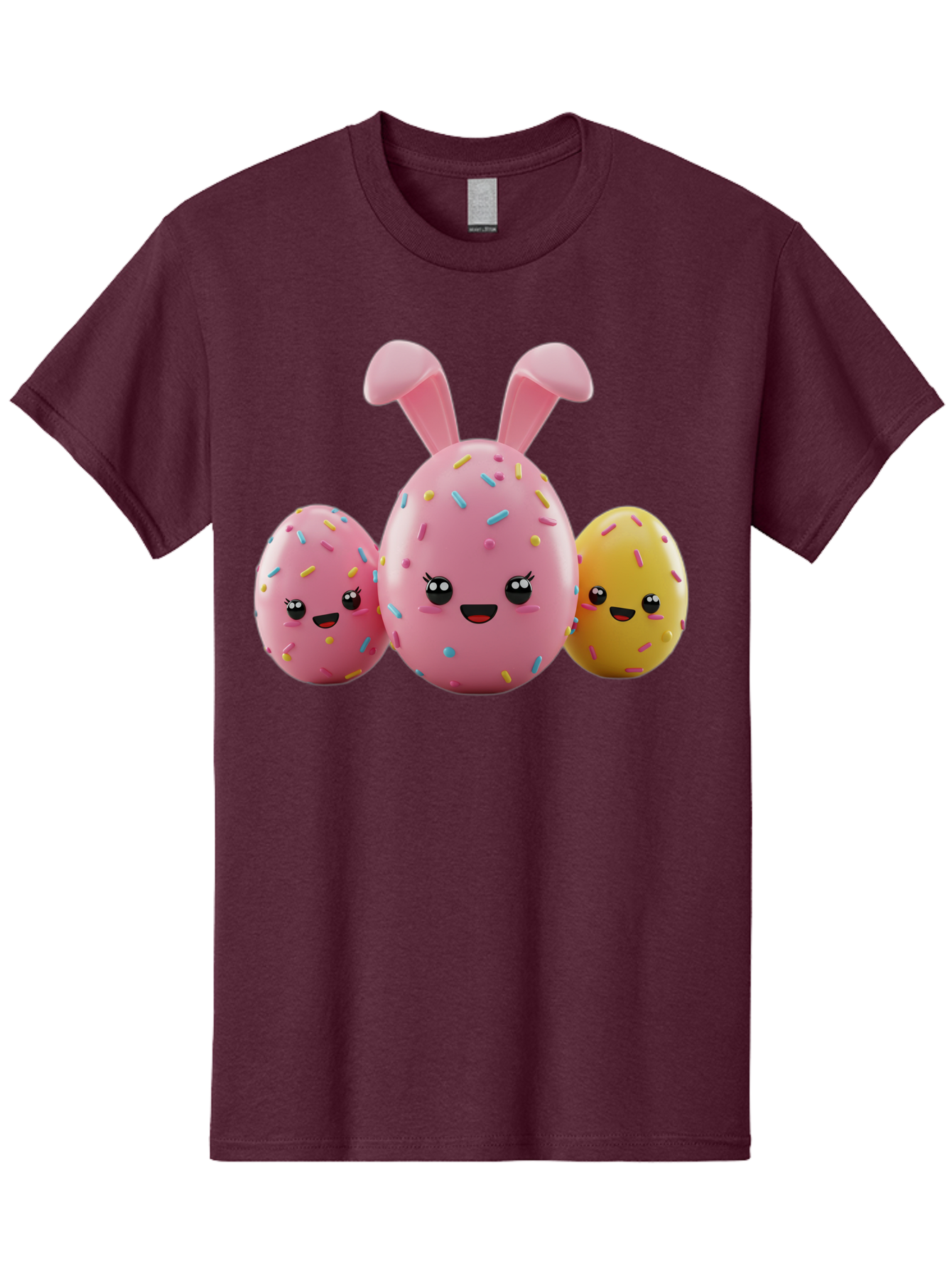 Easter-Egg-Characters Men'S Graphic Tee, 100% Cotton, Comfortable Casual Summer Wear, Machine Washable, Easter Eggs, Cartoon Characters, Smiling Faces, Sprinkles, Pastel Colors, 3D Rendering, Festive Vibe, Easter Celebration, Cute Eggs, Baa600