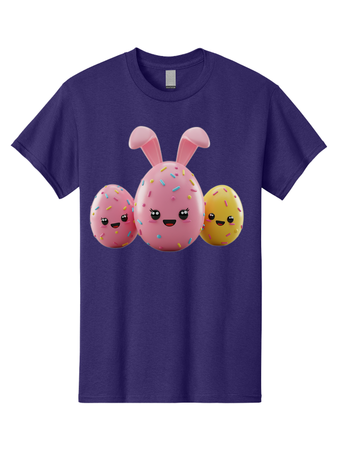 Easter-Egg-Characters Men'S Graphic Tee, 100% Cotton, Comfortable Casual Summer Wear, Machine Washable, Easter Eggs, Cartoon Characters, Smiling Faces, Sprinkles, Pastel Colors, 3D Rendering, Festive Vibe, Easter Celebration, Cute Eggs, Baa600