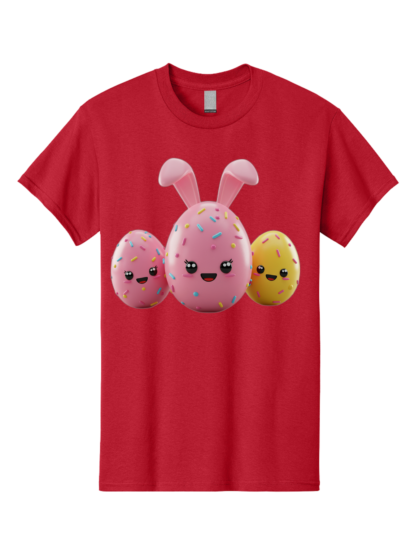 Easter-Egg-Characters Men'S Graphic Tee, 100% Cotton, Comfortable Casual Summer Wear, Machine Washable, Easter Eggs, Cartoon Characters, Smiling Faces, Sprinkles, Pastel Colors, 3D Rendering, Festive Vibe, Easter Celebration, Cute Eggs, Baa600
