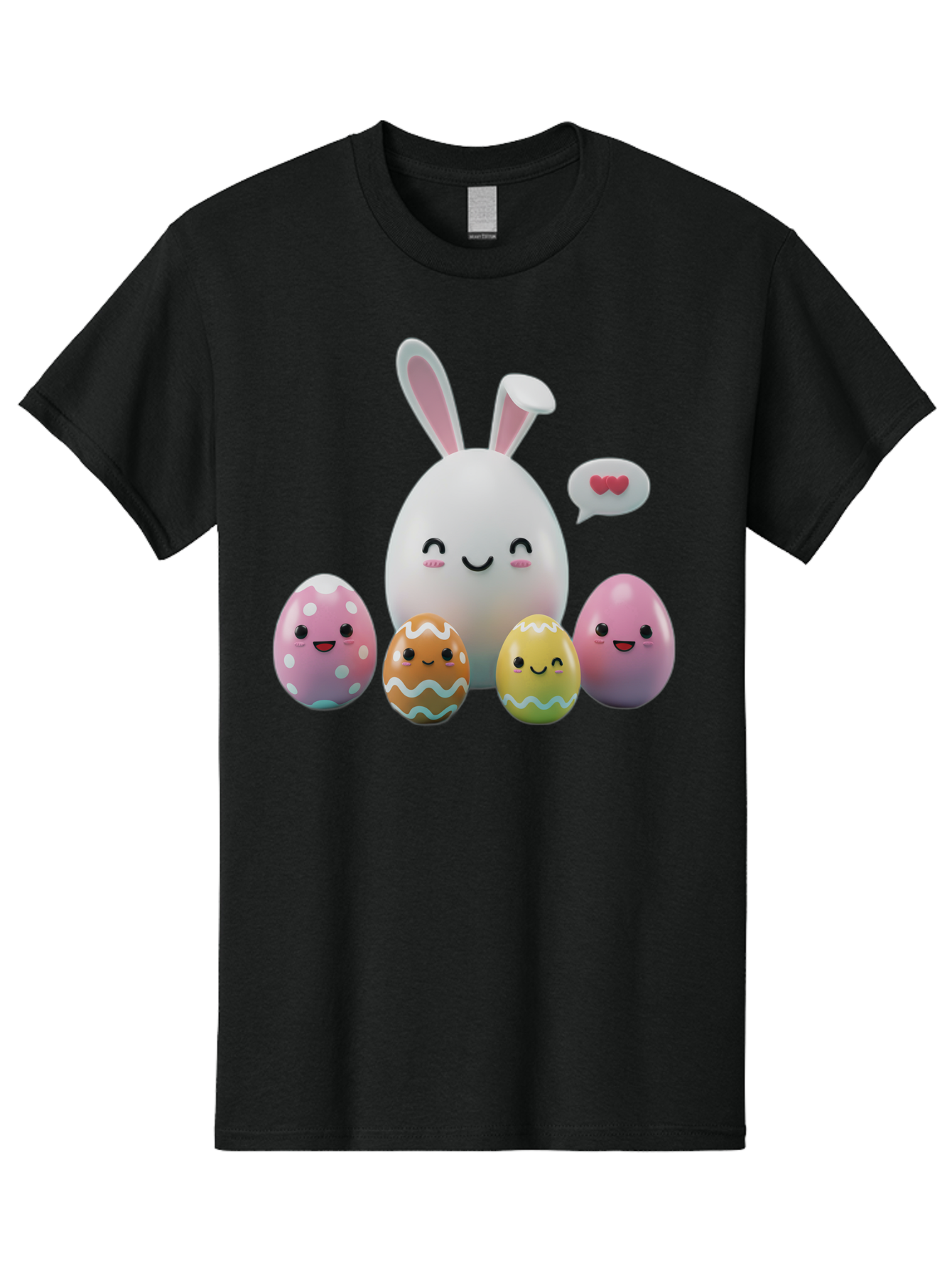 Easter-Egg-Friends Men'S Graphic Tee, 100% Cotton, Comfortable Casual Summer Wear, Machine Washable, Easter Eggs, Cartoon Eggs, Decorated Eggs, Cute Eggs, Egg Characters, Happy Easter, Pink Eggs, White Bunny, Cartoon Bunny, Easter Theme, Baa601