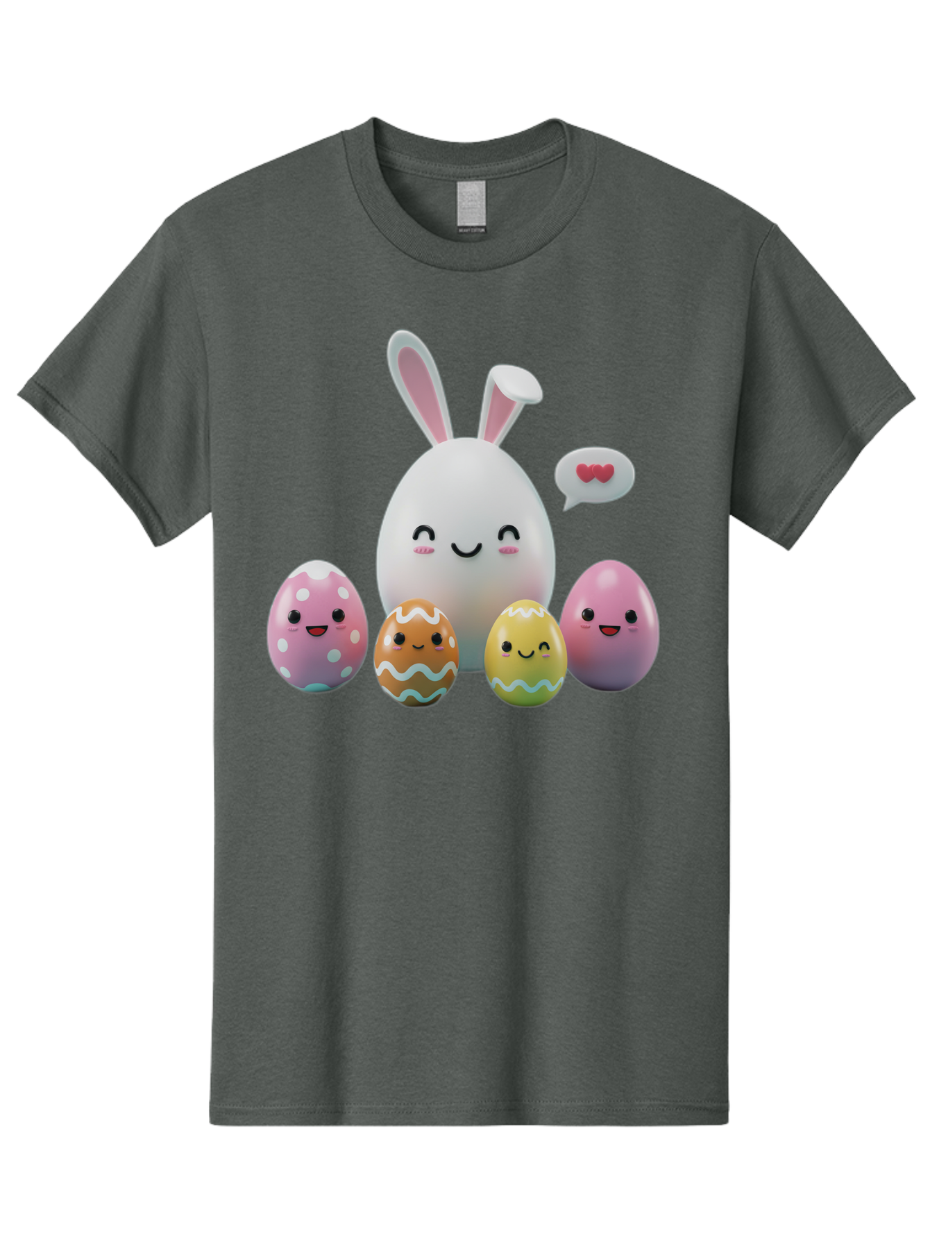 Easter-Egg-Friends Men'S Graphic Tee, 100% Cotton, Comfortable Casual Summer Wear, Machine Washable, Easter Eggs, Cartoon Eggs, Decorated Eggs, Cute Eggs, Egg Characters, Happy Easter, Pink Eggs, White Bunny, Cartoon Bunny, Easter Theme, Baa601