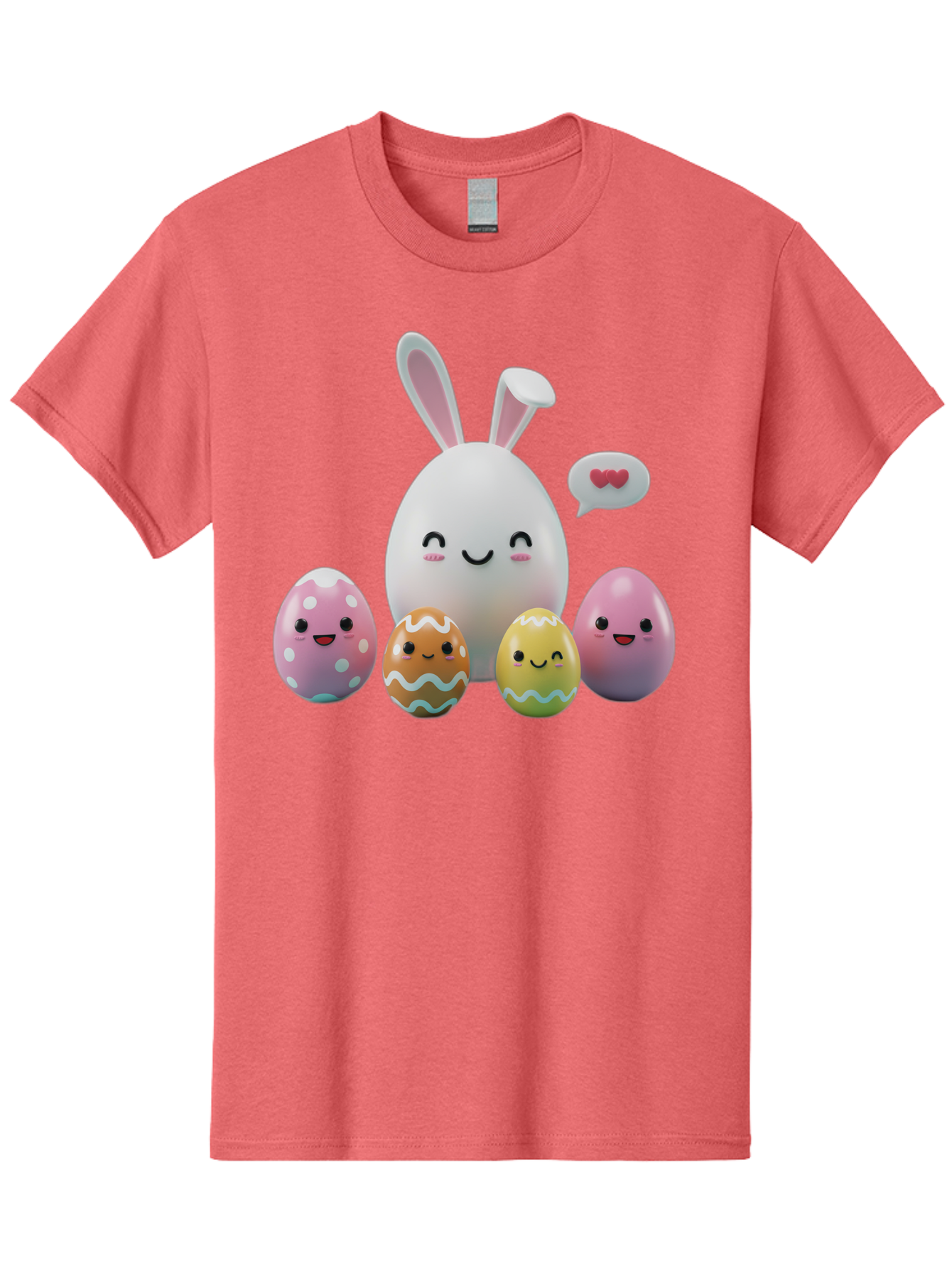 Easter-Egg-Friends Men'S Graphic Tee, 100% Cotton, Comfortable Casual Summer Wear, Machine Washable, Easter Eggs, Cartoon Eggs, Decorated Eggs, Cute Eggs, Egg Characters, Happy Easter, Pink Eggs, White Bunny, Cartoon Bunny, Easter Theme, Baa601