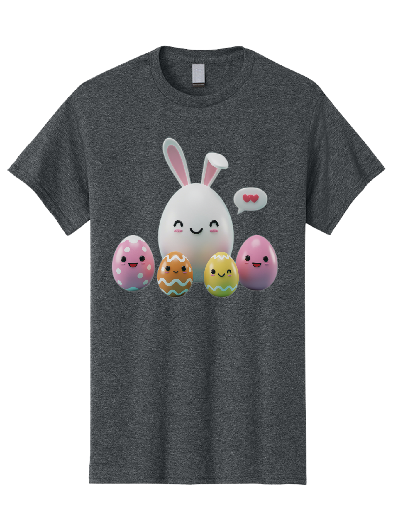 Easter-Egg-Friends Men'S Graphic Tee, 100% Cotton, Comfortable Casual Summer Wear, Machine Washable, Easter Eggs, Cartoon Eggs, Decorated Eggs, Cute Eggs, Egg Characters, Happy Easter, Pink Eggs, White Bunny, Cartoon Bunny, Easter Theme, Baa601