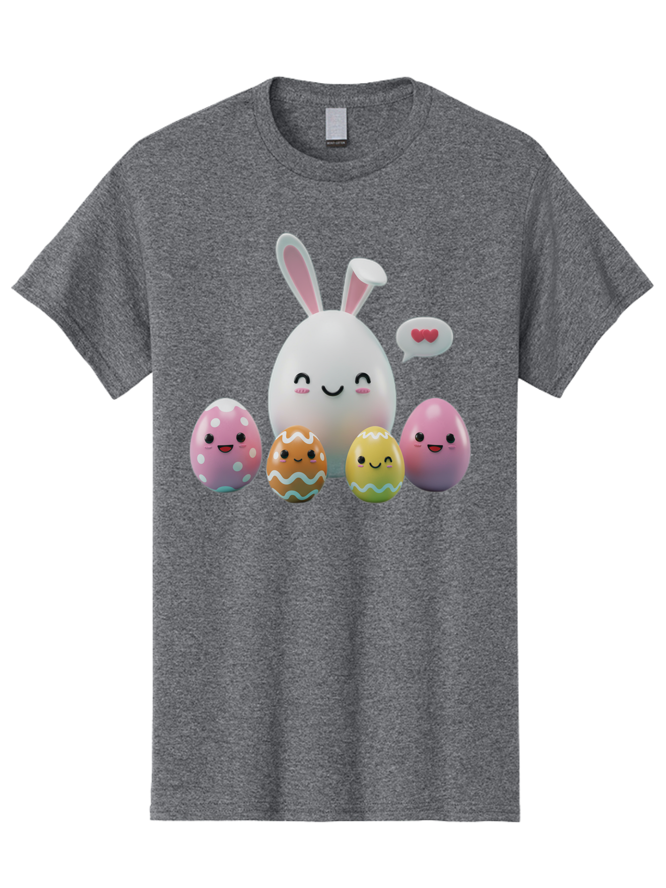 Easter-Egg-Friends Men'S Graphic Tee, 100% Cotton, Comfortable Casual Summer Wear, Machine Washable, Easter Eggs, Cartoon Eggs, Decorated Eggs, Cute Eggs, Egg Characters, Happy Easter, Pink Eggs, White Bunny, Cartoon Bunny, Easter Theme, Baa601