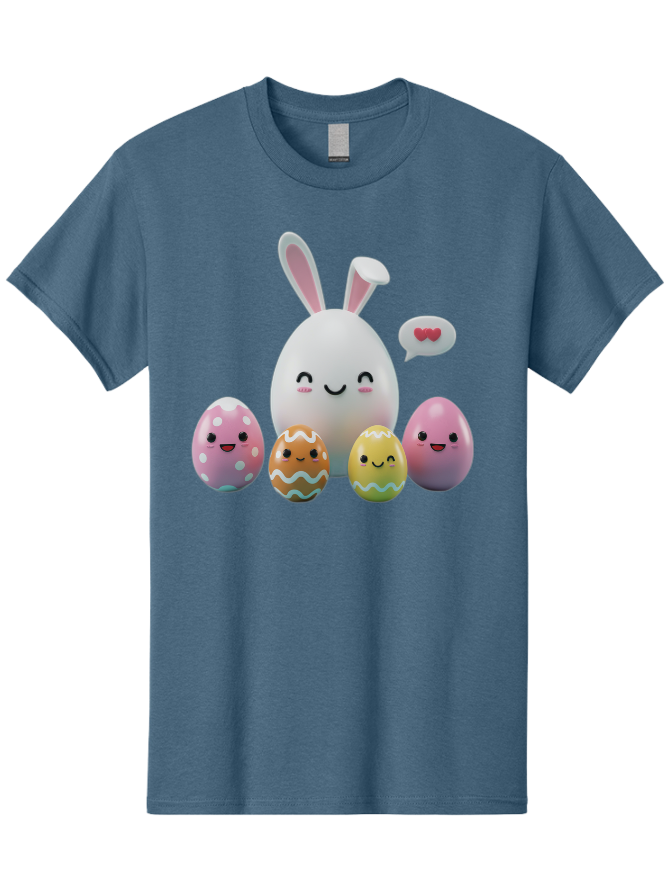 Easter-Egg-Friends Men'S Graphic Tee, 100% Cotton, Comfortable Casual Summer Wear, Machine Washable, Easter Eggs, Cartoon Eggs, Decorated Eggs, Cute Eggs, Egg Characters, Happy Easter, Pink Eggs, White Bunny, Cartoon Bunny, Easter Theme, Baa601