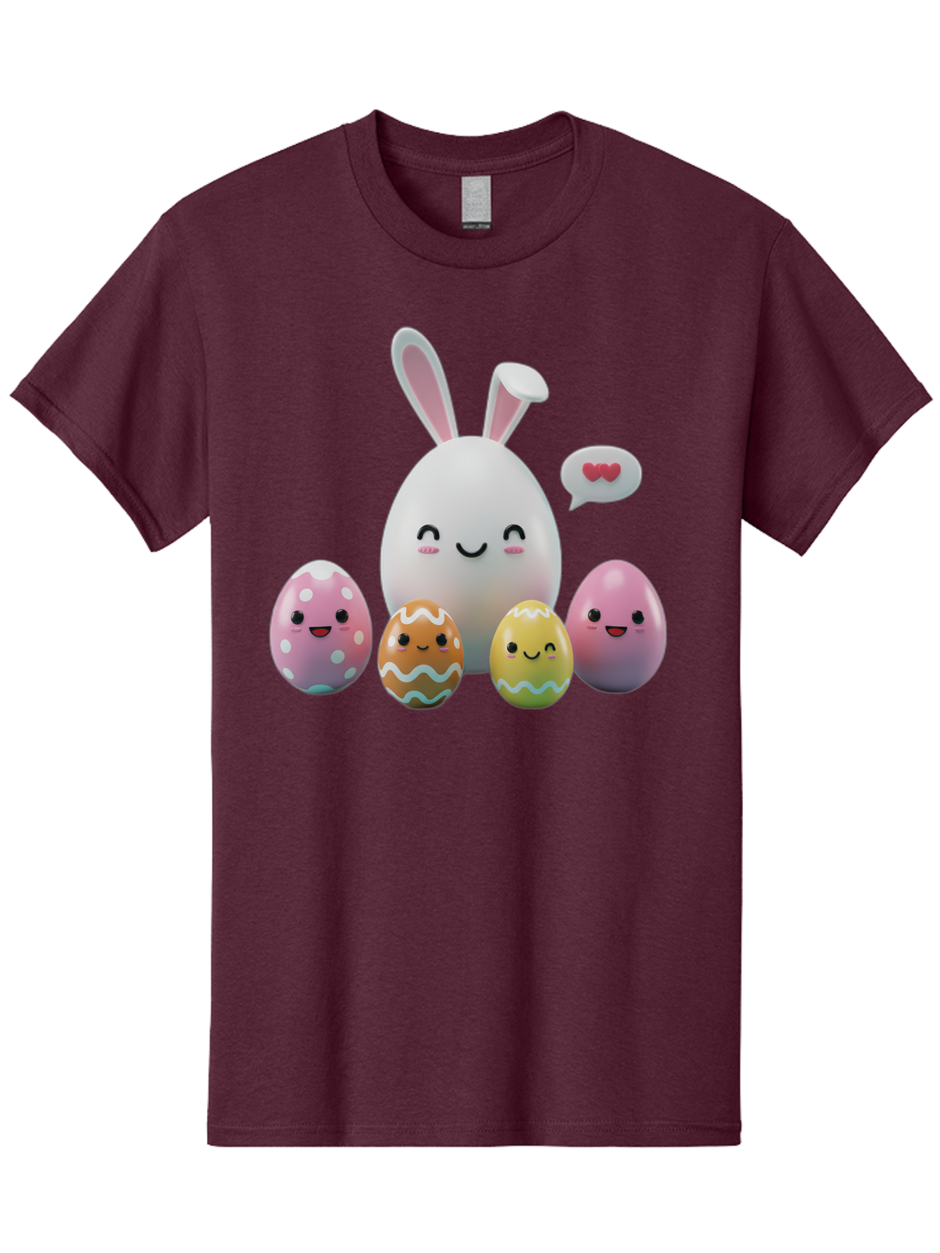Easter-Egg-Friends Men'S Graphic Tee, 100% Cotton, Comfortable Casual Summer Wear, Machine Washable, Easter Eggs, Cartoon Eggs, Decorated Eggs, Cute Eggs, Egg Characters, Happy Easter, Pink Eggs, White Bunny, Cartoon Bunny, Easter Theme, Baa601