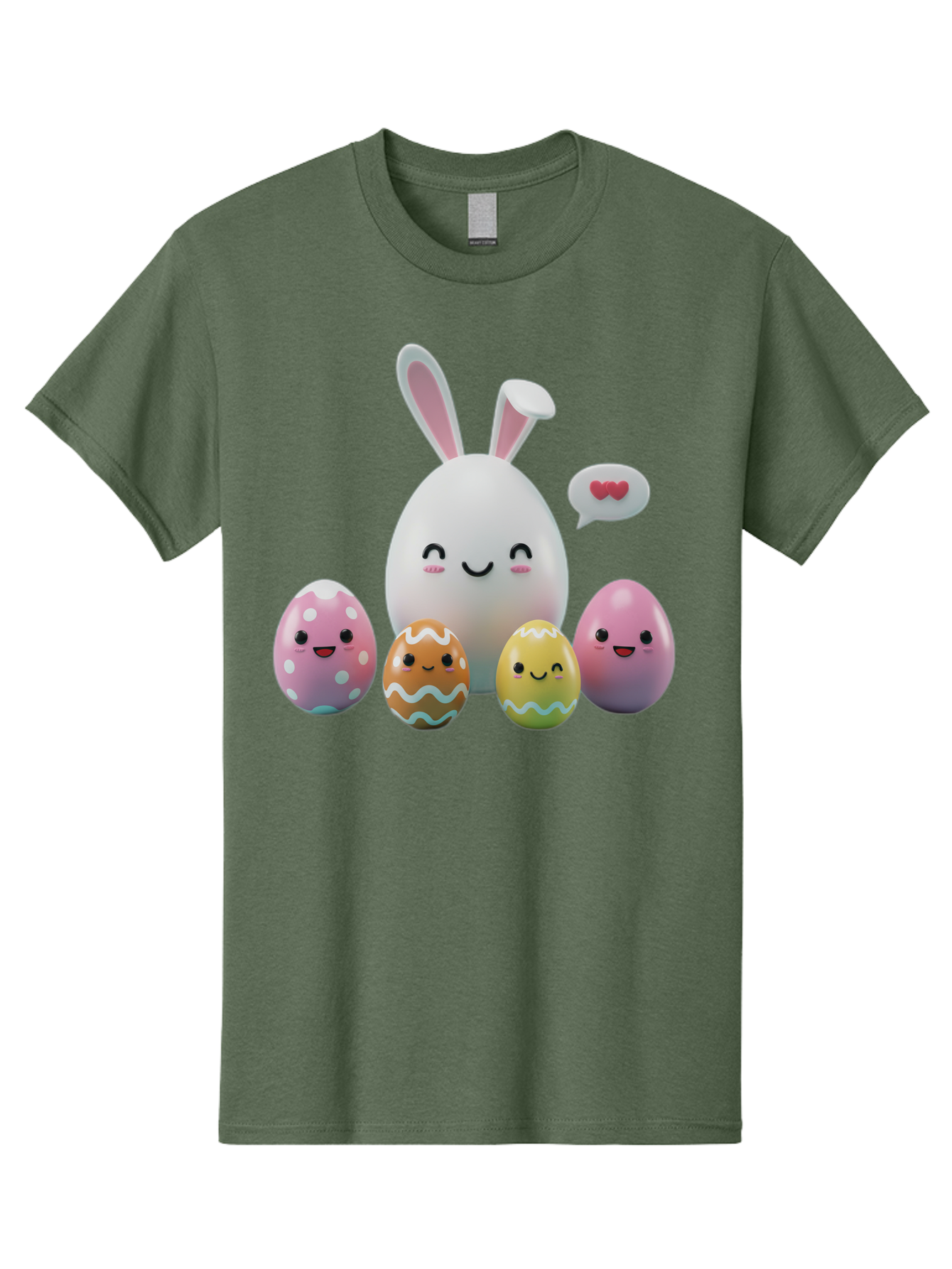 Easter-Egg-Friends Men'S Graphic Tee, 100% Cotton, Comfortable Casual Summer Wear, Machine Washable, Easter Eggs, Cartoon Eggs, Decorated Eggs, Cute Eggs, Egg Characters, Happy Easter, Pink Eggs, White Bunny, Cartoon Bunny, Easter Theme, Baa601