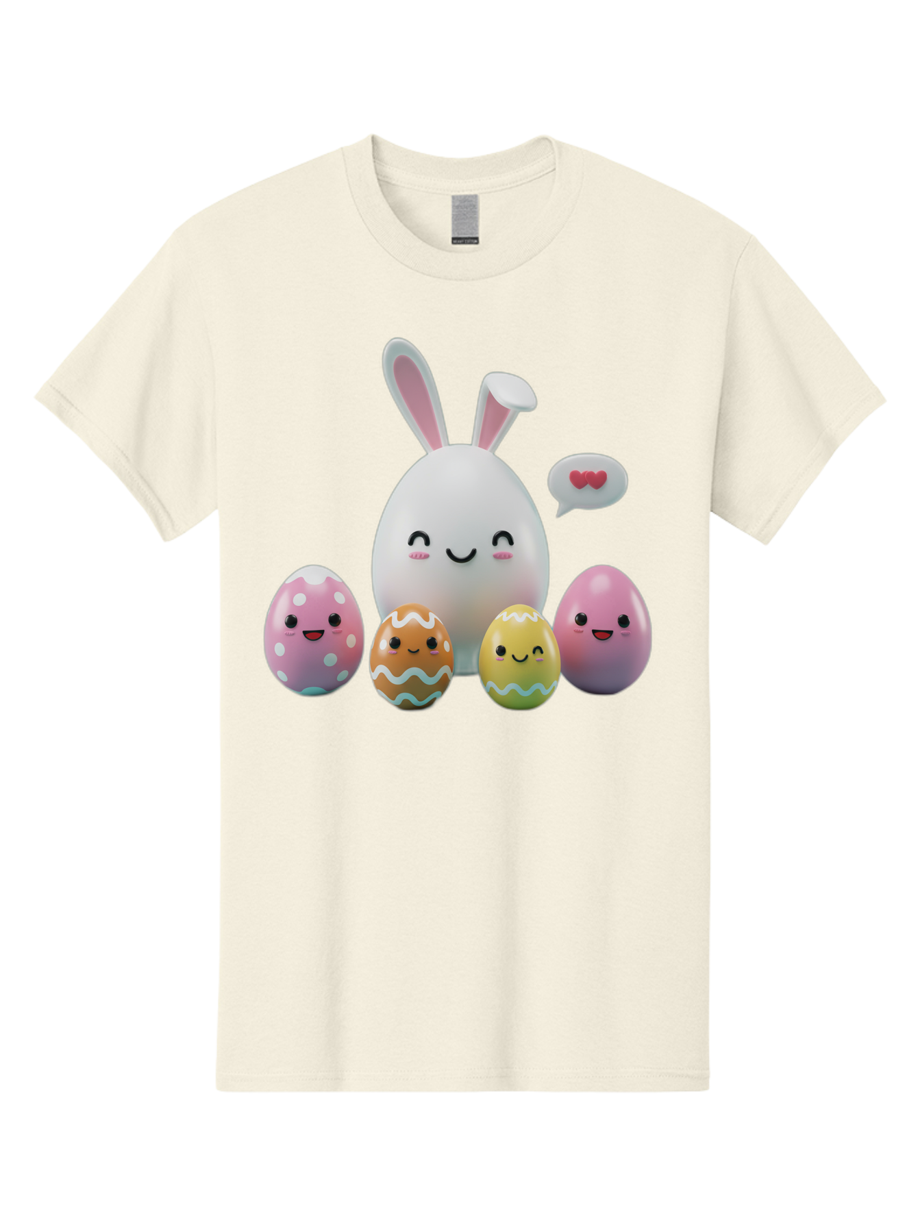 Easter-Egg-Friends Men'S Graphic Tee, 100% Cotton, Comfortable Casual Summer Wear, Machine Washable, Easter Eggs, Cartoon Eggs, Decorated Eggs, Cute Eggs, Egg Characters, Happy Easter, Pink Eggs, White Bunny, Cartoon Bunny, Easter Theme, Baa601