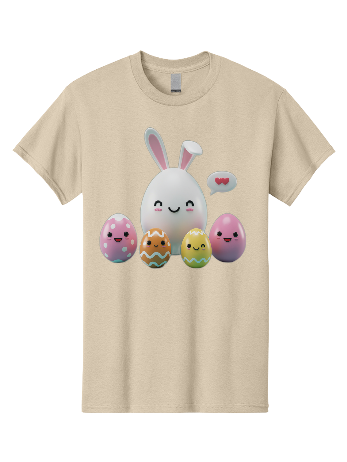 Easter-Egg-Friends Men'S Graphic Tee, 100% Cotton, Comfortable Casual Summer Wear, Machine Washable, Easter Eggs, Cartoon Eggs, Decorated Eggs, Cute Eggs, Egg Characters, Happy Easter, Pink Eggs, White Bunny, Cartoon Bunny, Easter Theme, Baa601