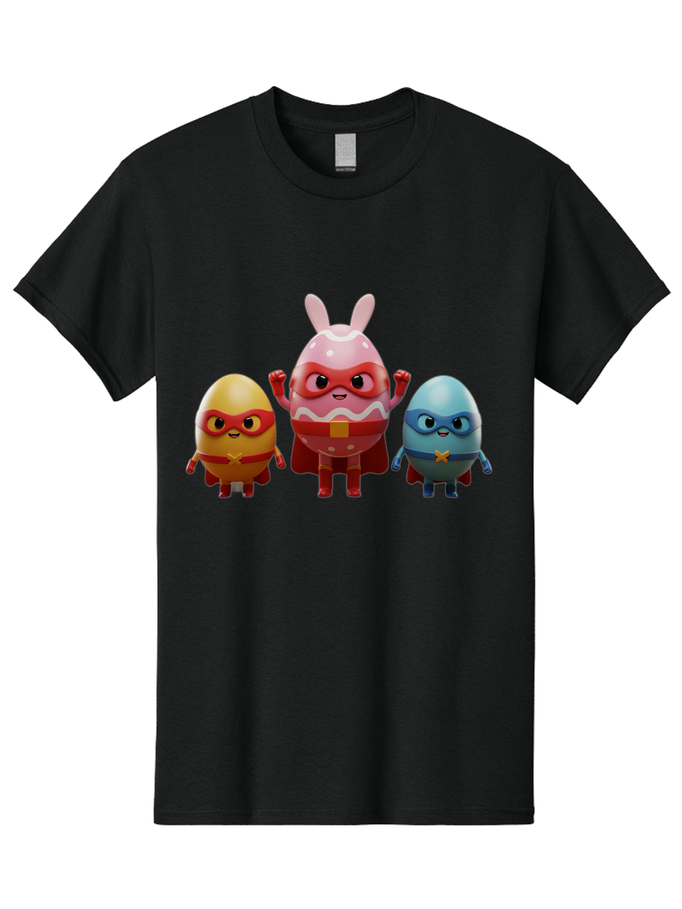 Easter-Egg-Heroes Men'S Graphic Tee, 100% Cotton, Comfortable Casual Summer Wear, Machine Washable, Cartoon Eggs, Superhero Eggs, Easter Eggs, Egg Characters, Superhero Costumes, Colorful Eggs, Fun Characters, Egg Mascots, Dynamic Duo, Baa602