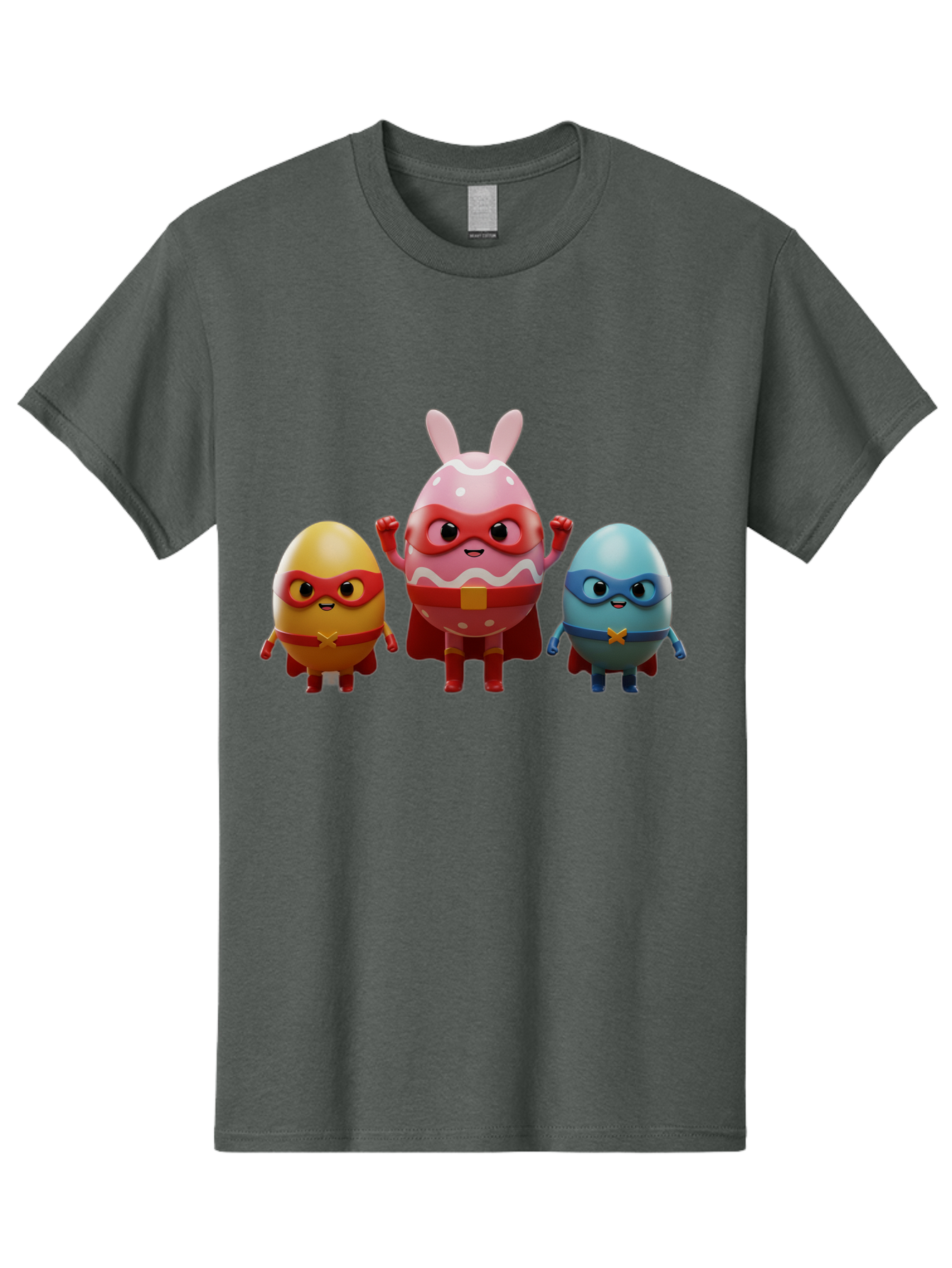 Easter-Egg-Heroes Men'S Graphic Tee, 100% Cotton, Comfortable Casual Summer Wear, Machine Washable, Cartoon Eggs, Superhero Eggs, Easter Eggs, Egg Characters, Superhero Costumes, Colorful Eggs, Fun Characters, Egg Mascots, Dynamic Duo, Baa602