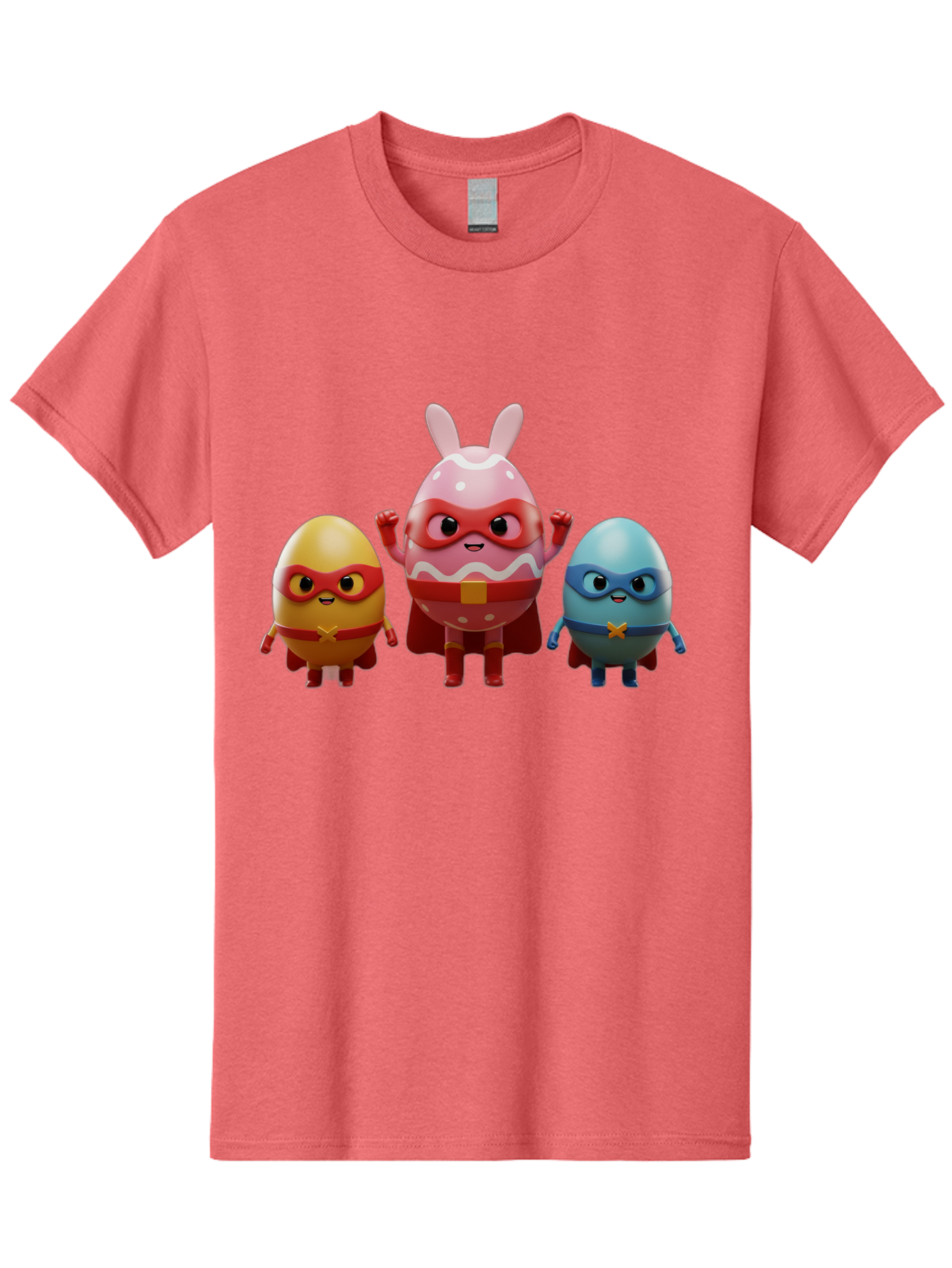 Easter-Egg-Heroes Men'S Graphic Tee, 100% Cotton, Comfortable Casual Summer Wear, Machine Washable, Cartoon Eggs, Superhero Eggs, Easter Eggs, Egg Characters, Superhero Costumes, Colorful Eggs, Fun Characters, Egg Mascots, Dynamic Duo, Baa602