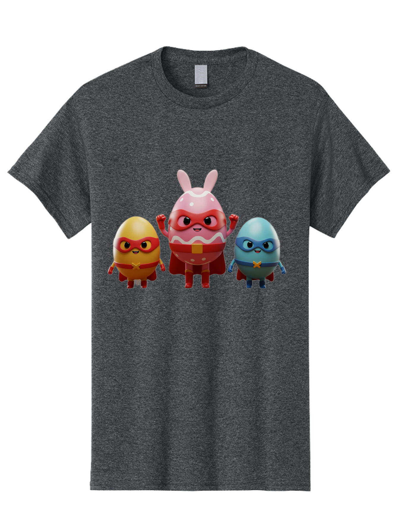 Easter-Egg-Heroes Men'S Graphic Tee, 100% Cotton, Comfortable Casual Summer Wear, Machine Washable, Cartoon Eggs, Superhero Eggs, Easter Eggs, Egg Characters, Superhero Costumes, Colorful Eggs, Fun Characters, Egg Mascots, Dynamic Duo, Baa602