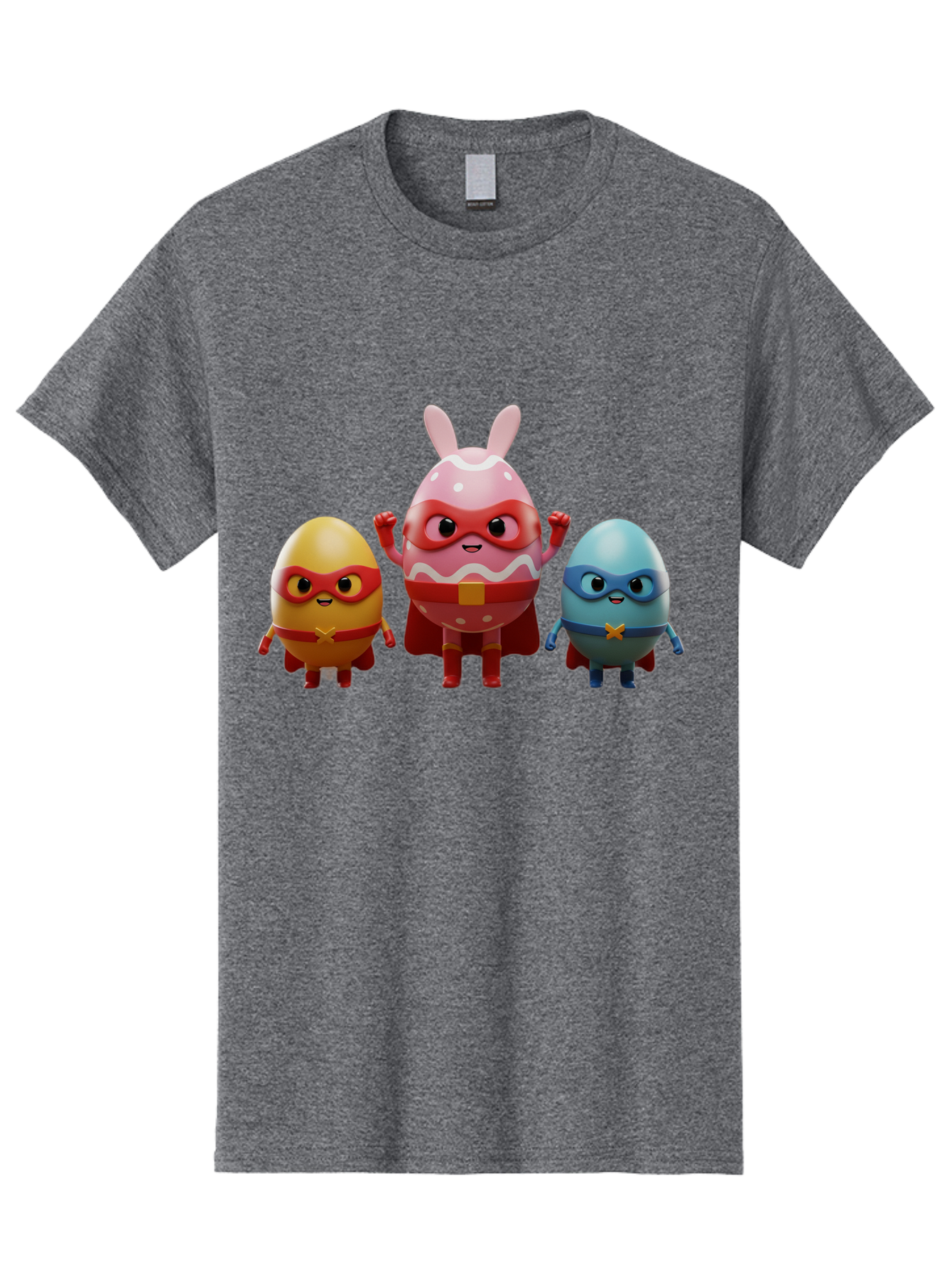 Easter-Egg-Heroes Men'S Graphic Tee, 100% Cotton, Comfortable Casual Summer Wear, Machine Washable, Cartoon Eggs, Superhero Eggs, Easter Eggs, Egg Characters, Superhero Costumes, Colorful Eggs, Fun Characters, Egg Mascots, Dynamic Duo, Baa602