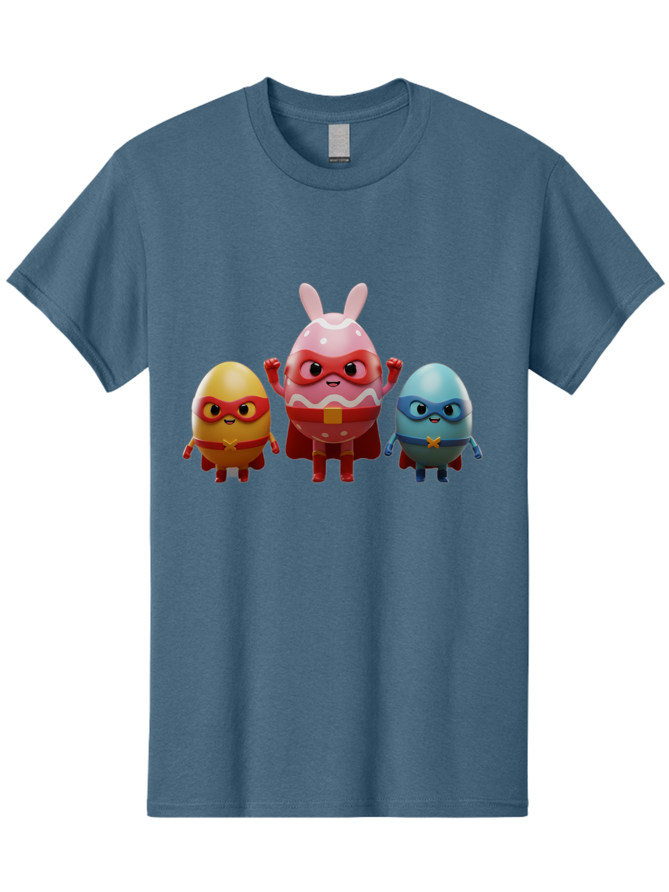 Easter-Egg-Heroes Men'S Graphic Tee, 100% Cotton, Comfortable Casual Summer Wear, Machine Washable, Cartoon Eggs, Superhero Eggs, Easter Eggs, Egg Characters, Superhero Costumes, Colorful Eggs, Fun Characters, Egg Mascots, Dynamic Duo, Baa602