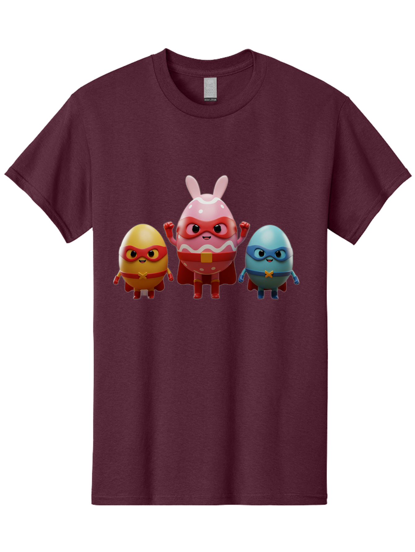 Easter-Egg-Heroes Men'S Graphic Tee, 100% Cotton, Comfortable Casual Summer Wear, Machine Washable, Cartoon Eggs, Superhero Eggs, Easter Eggs, Egg Characters, Superhero Costumes, Colorful Eggs, Fun Characters, Egg Mascots, Dynamic Duo, Baa602