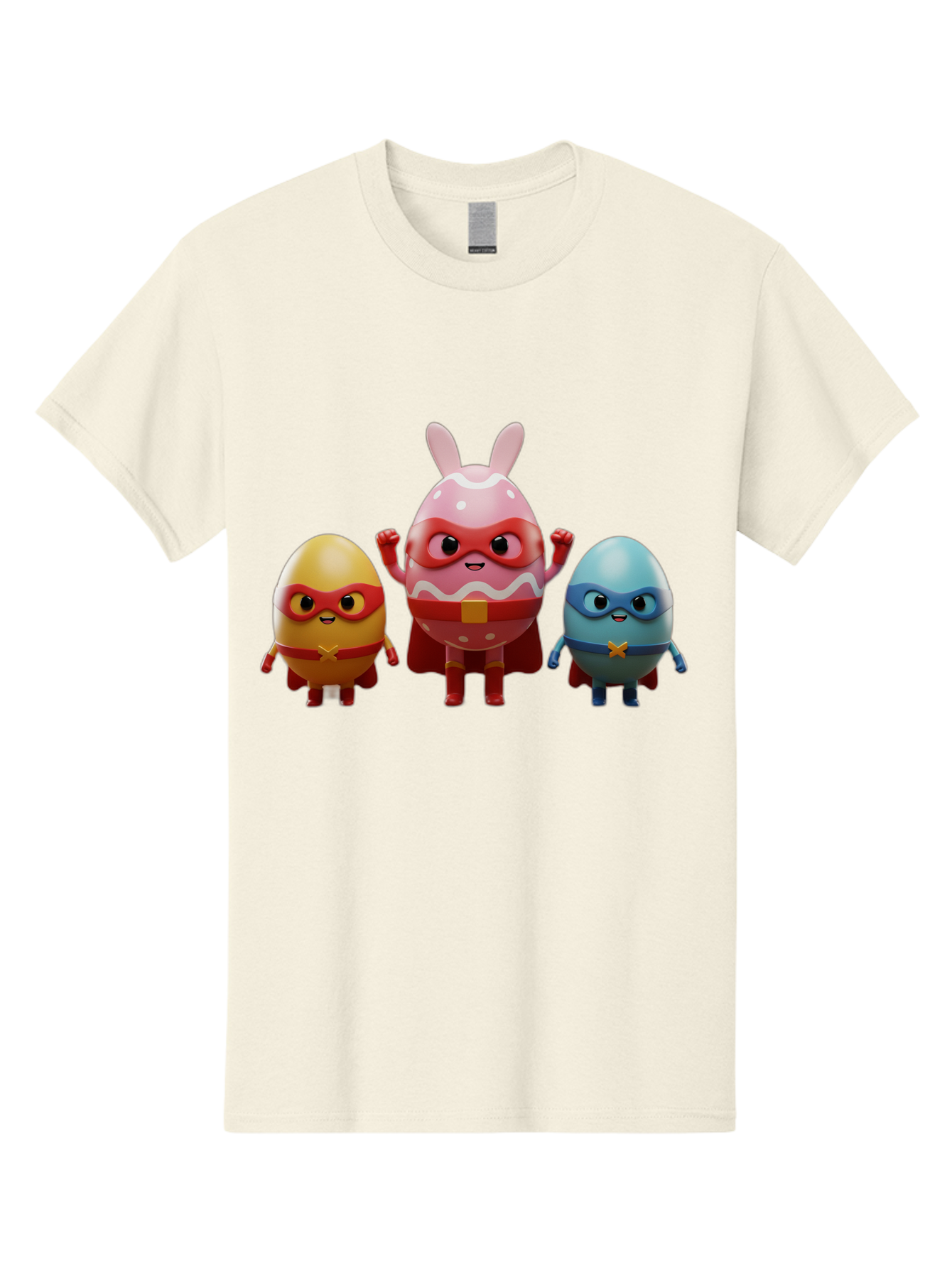 Easter-Egg-Heroes Men'S Graphic Tee, 100% Cotton, Comfortable Casual Summer Wear, Machine Washable, Cartoon Eggs, Superhero Eggs, Easter Eggs, Egg Characters, Superhero Costumes, Colorful Eggs, Fun Characters, Egg Mascots, Dynamic Duo, Baa602