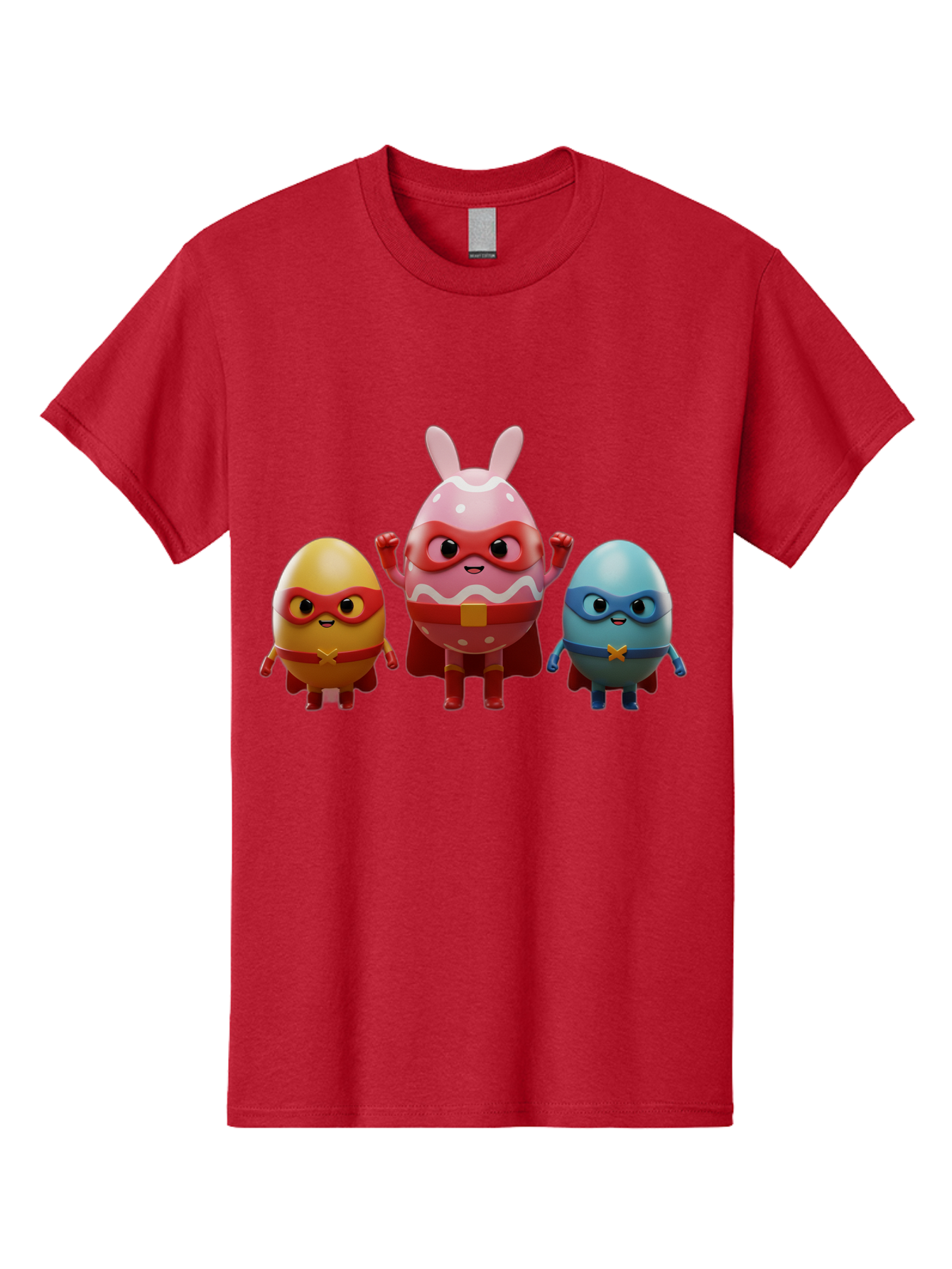 Easter-Egg-Heroes Men'S Graphic Tee, 100% Cotton, Comfortable Casual Summer Wear, Machine Washable, Cartoon Eggs, Superhero Eggs, Easter Eggs, Egg Characters, Superhero Costumes, Colorful Eggs, Fun Characters, Egg Mascots, Dynamic Duo, Baa602
