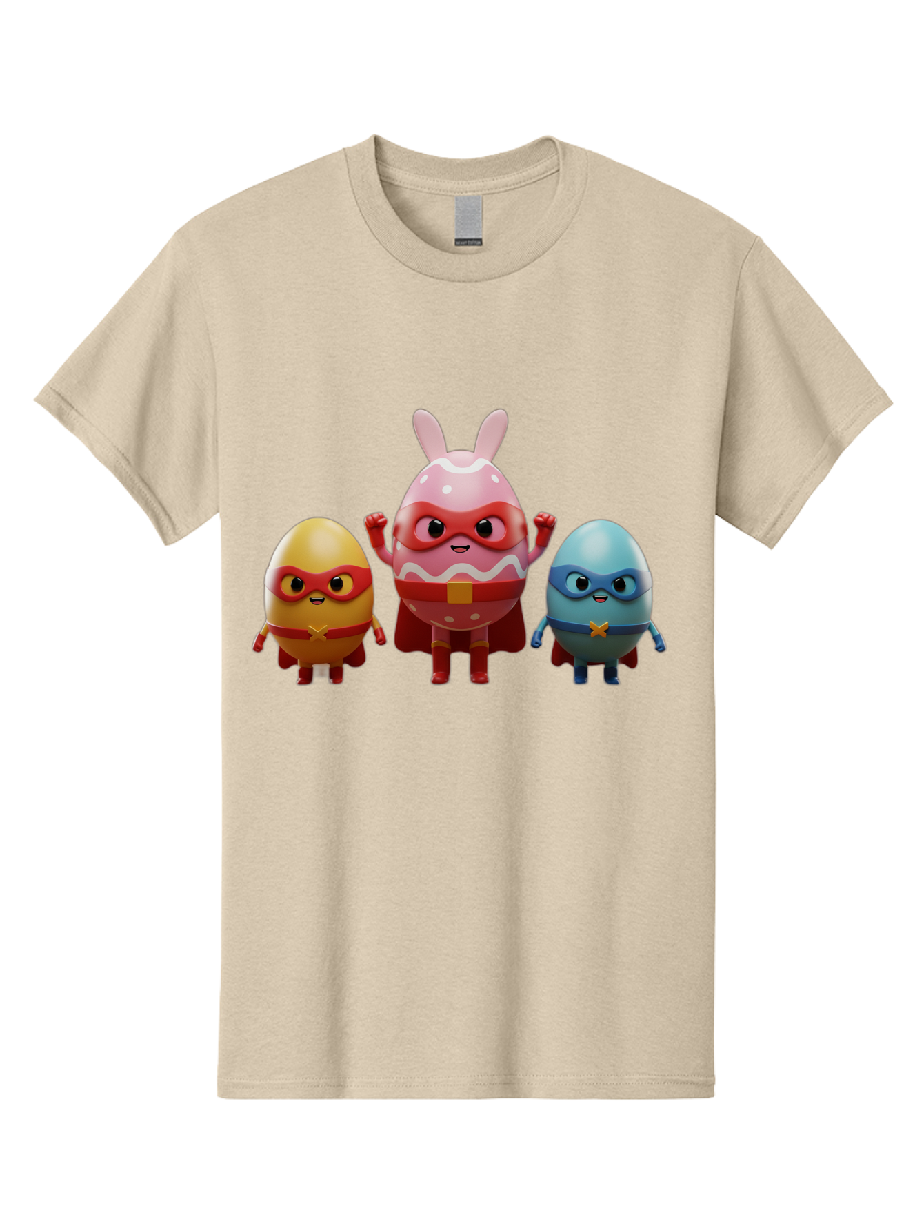 Easter-Egg-Heroes Men'S Graphic Tee, 100% Cotton, Comfortable Casual Summer Wear, Machine Washable, Cartoon Eggs, Superhero Eggs, Easter Eggs, Egg Characters, Superhero Costumes, Colorful Eggs, Fun Characters, Egg Mascots, Dynamic Duo, Baa602