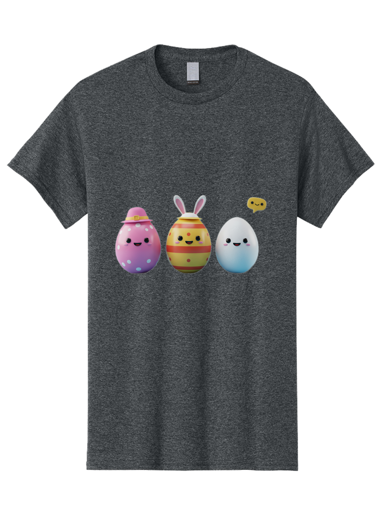 Easter-Eggs-1 Men'S Graphic Tee, 100% Cotton, Comfortable Casual Summer Wear, Machine Washable, Cartoon Easter Eggs, Colorful Eggs, Easter Egg Hunt, Spring Celebration, Adorable Characters, Cute Designs, Easter Egg Characters, Pastel Colors, Baa603