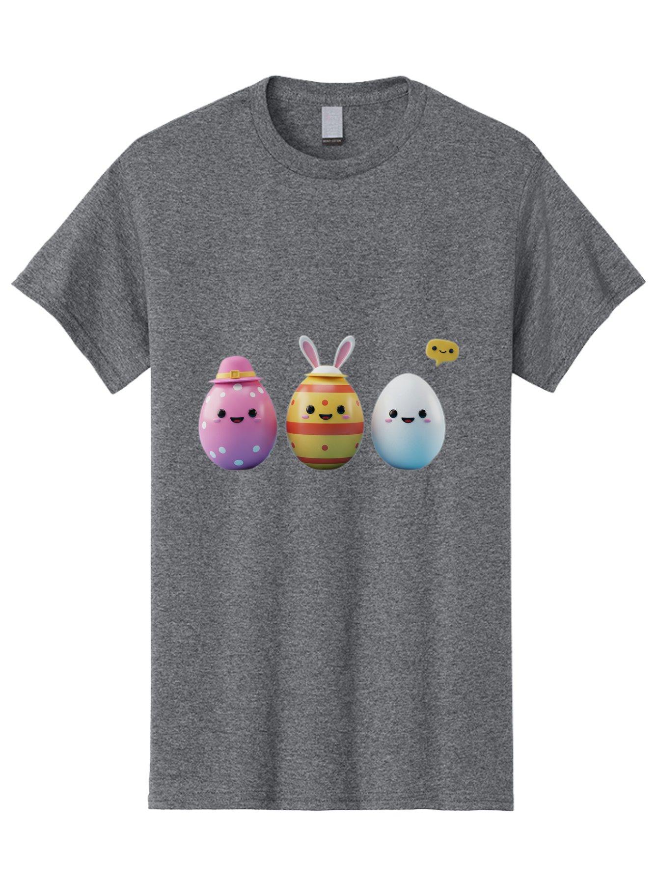 Easter-Eggs-1 Men'S Graphic Tee, 100% Cotton, Comfortable Casual Summer Wear, Machine Washable, Cartoon Easter Eggs, Colorful Eggs, Easter Egg Hunt, Spring Celebration, Adorable Characters, Cute Designs, Easter Egg Characters, Pastel Colors, Baa603