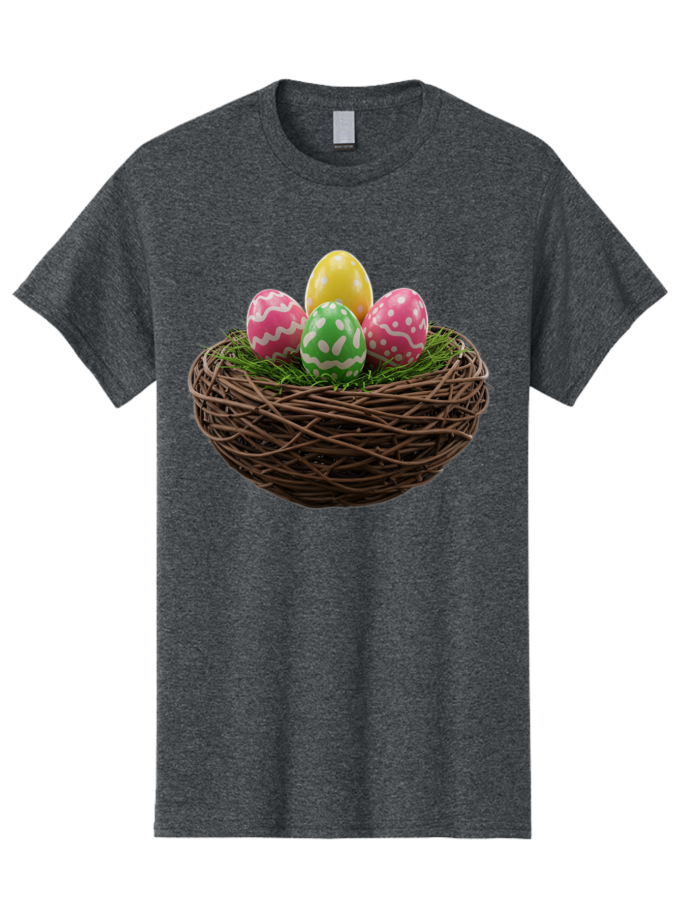 Easter-Eggs-10 Men'S Graphic Tee, 100% Cotton, Comfortable Casual Summer Wear, Machine Washable, Easter Eggs, Decorated Eggs, Wicker Nest, Springtime Decor, Holiday Celebration, Festive Colors, Pink, Green, And Yellow Eggs, Easter Tradition, Baa604