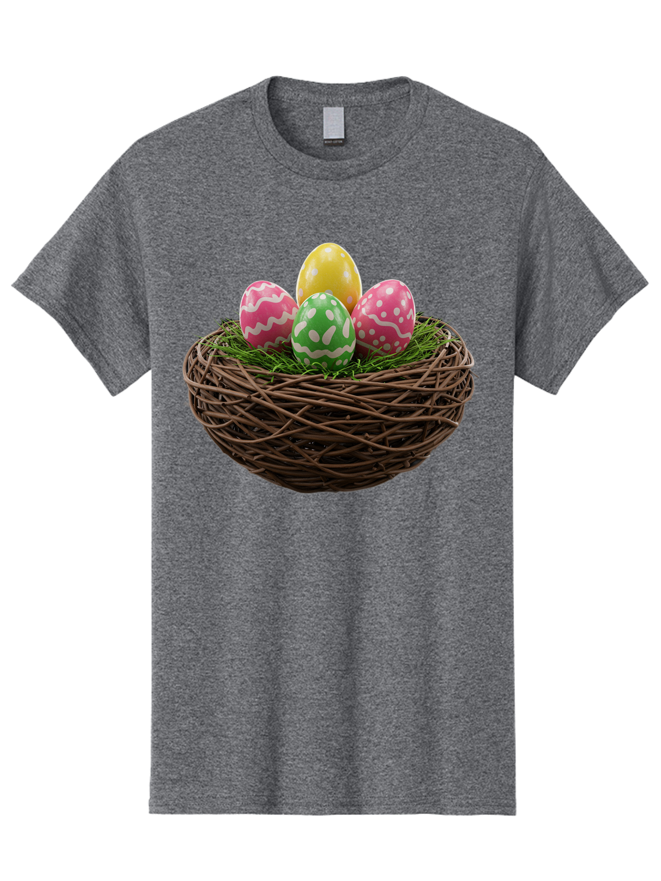 Easter-Eggs-10 Men'S Graphic Tee, 100% Cotton, Comfortable Casual Summer Wear, Machine Washable, Easter Eggs, Decorated Eggs, Wicker Nest, Springtime Decor, Holiday Celebration, Festive Colors, Pink, Green, And Yellow Eggs, Easter Tradition, Baa604