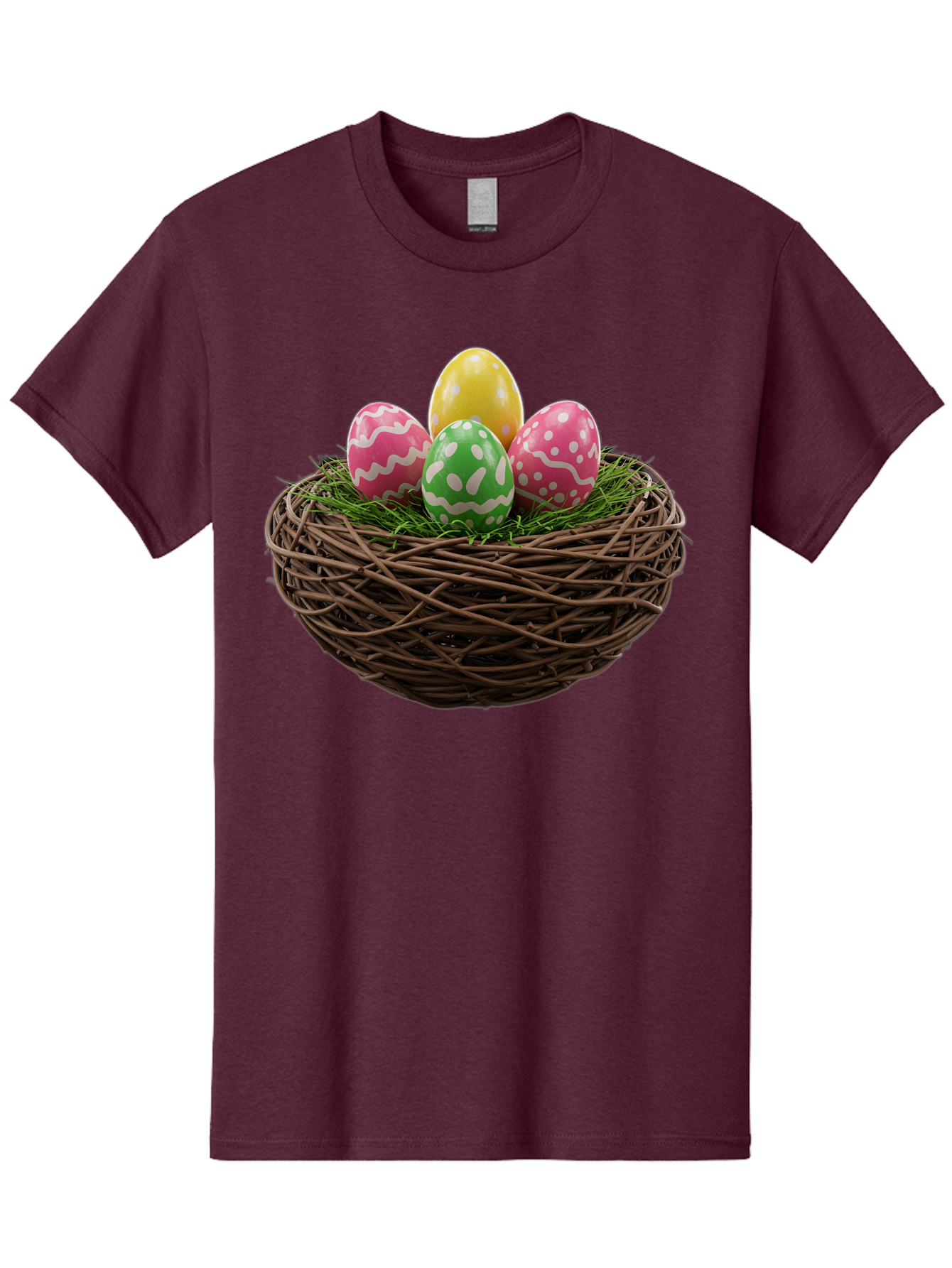 Easter-Eggs-10 Men'S Graphic Tee, 100% Cotton, Comfortable Casual Summer Wear, Machine Washable, Easter Eggs, Decorated Eggs, Wicker Nest, Springtime Decor, Holiday Celebration, Festive Colors, Pink, Green, And Yellow Eggs, Easter Tradition, Baa604
