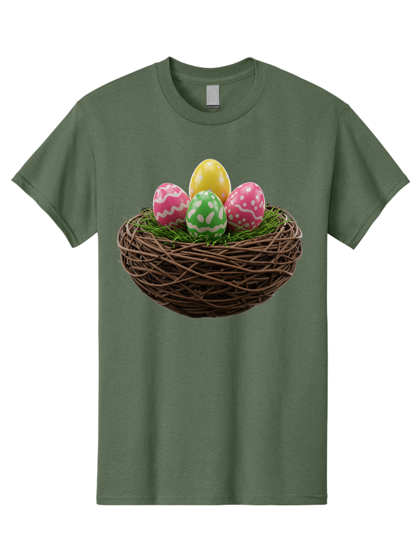 Easter-Eggs-10 Men'S Graphic Tee, 100% Cotton, Comfortable Casual Summer Wear, Machine Washable, Easter Eggs, Decorated Eggs, Wicker Nest, Springtime Decor, Holiday Celebration, Festive Colors, Pink, Green, And Yellow Eggs, Easter Tradition, Baa604