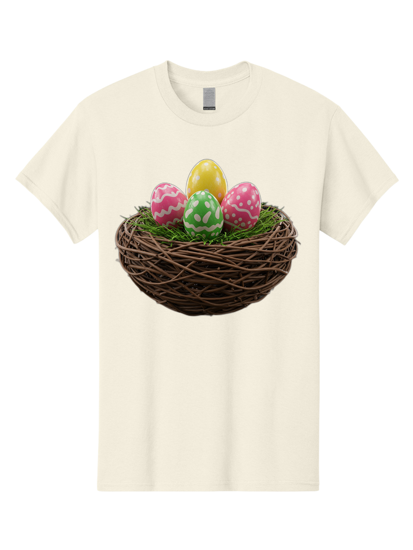 Easter-Eggs-10 Men'S Graphic Tee, 100% Cotton, Comfortable Casual Summer Wear, Machine Washable, Easter Eggs, Decorated Eggs, Wicker Nest, Springtime Decor, Holiday Celebration, Festive Colors, Pink, Green, And Yellow Eggs, Easter Tradition, Baa604