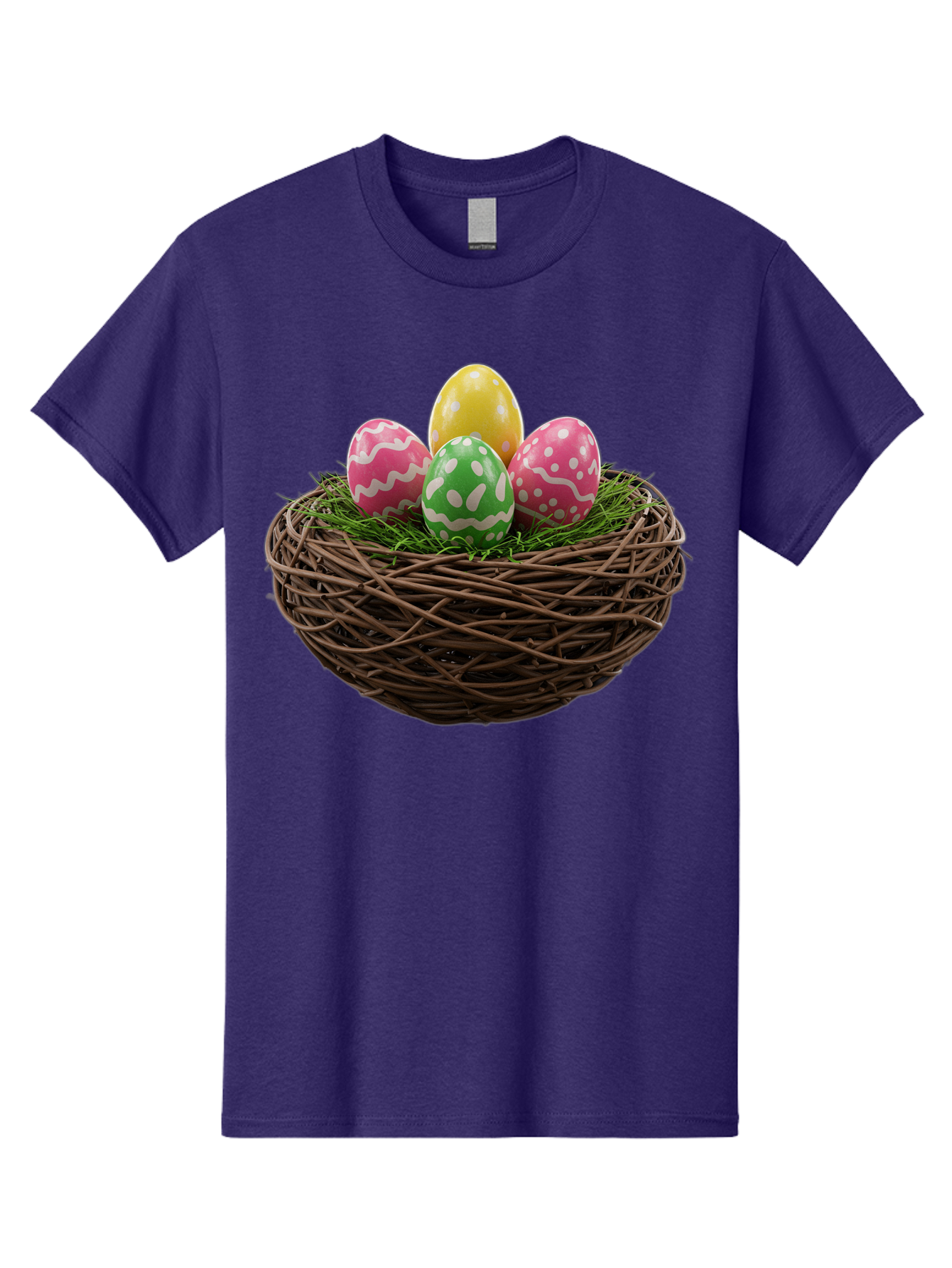 Easter-Eggs-10 Men'S Graphic Tee, 100% Cotton, Comfortable Casual Summer Wear, Machine Washable, Easter Eggs, Decorated Eggs, Wicker Nest, Springtime Decor, Holiday Celebration, Festive Colors, Pink, Green, And Yellow Eggs, Easter Tradition, Baa604
