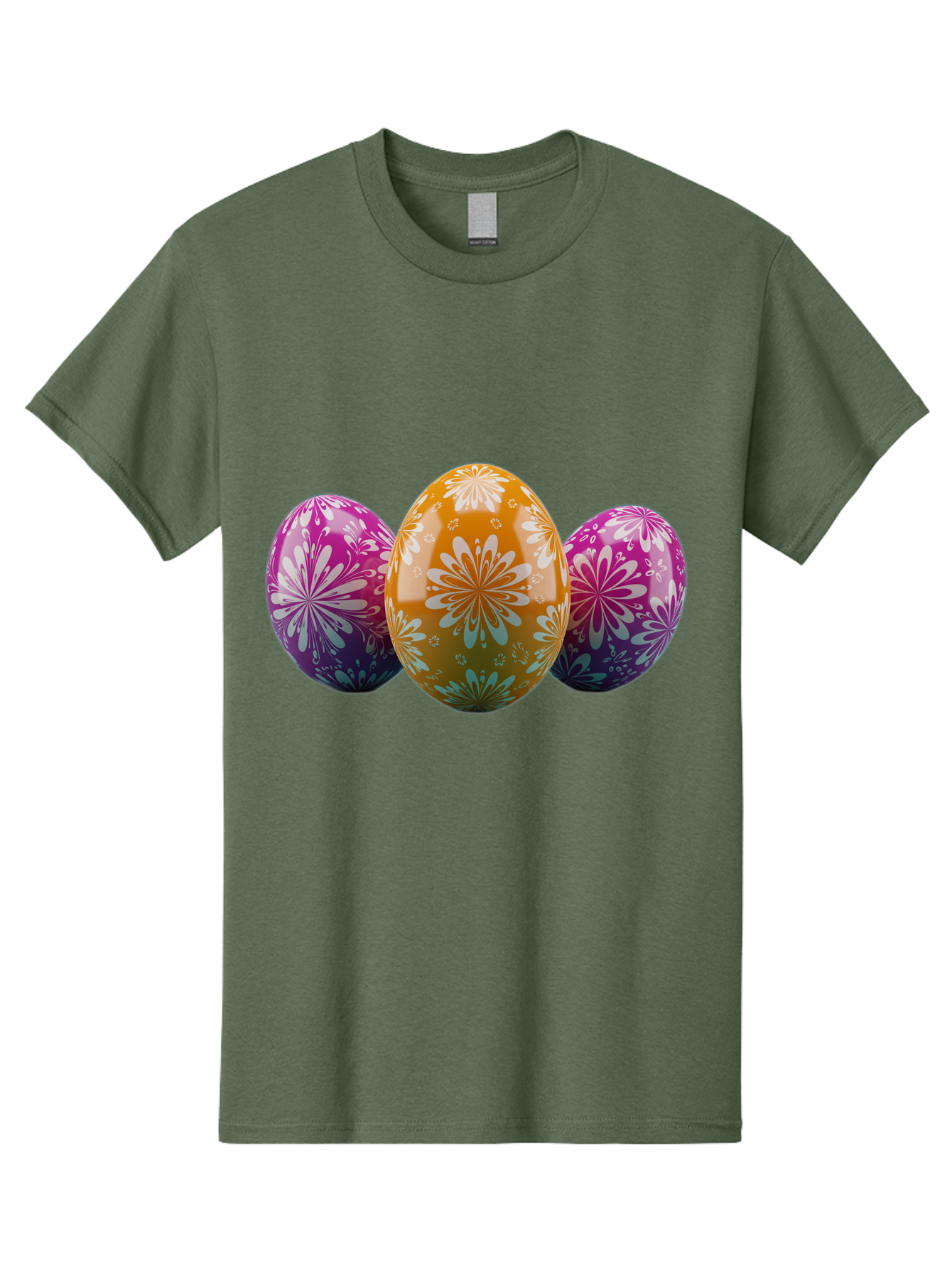 Easter-Eggs-11 Men'S Graphic Tee, 100% Cotton, Comfortable Casual Summer Wear, Machine Washable, Decorated Easter Eggs, Floral Patterns, Purple And Orange Eggs, Shiny Finish, Easter Celebration, Spring Decorations, Festive Eggs, Baa605