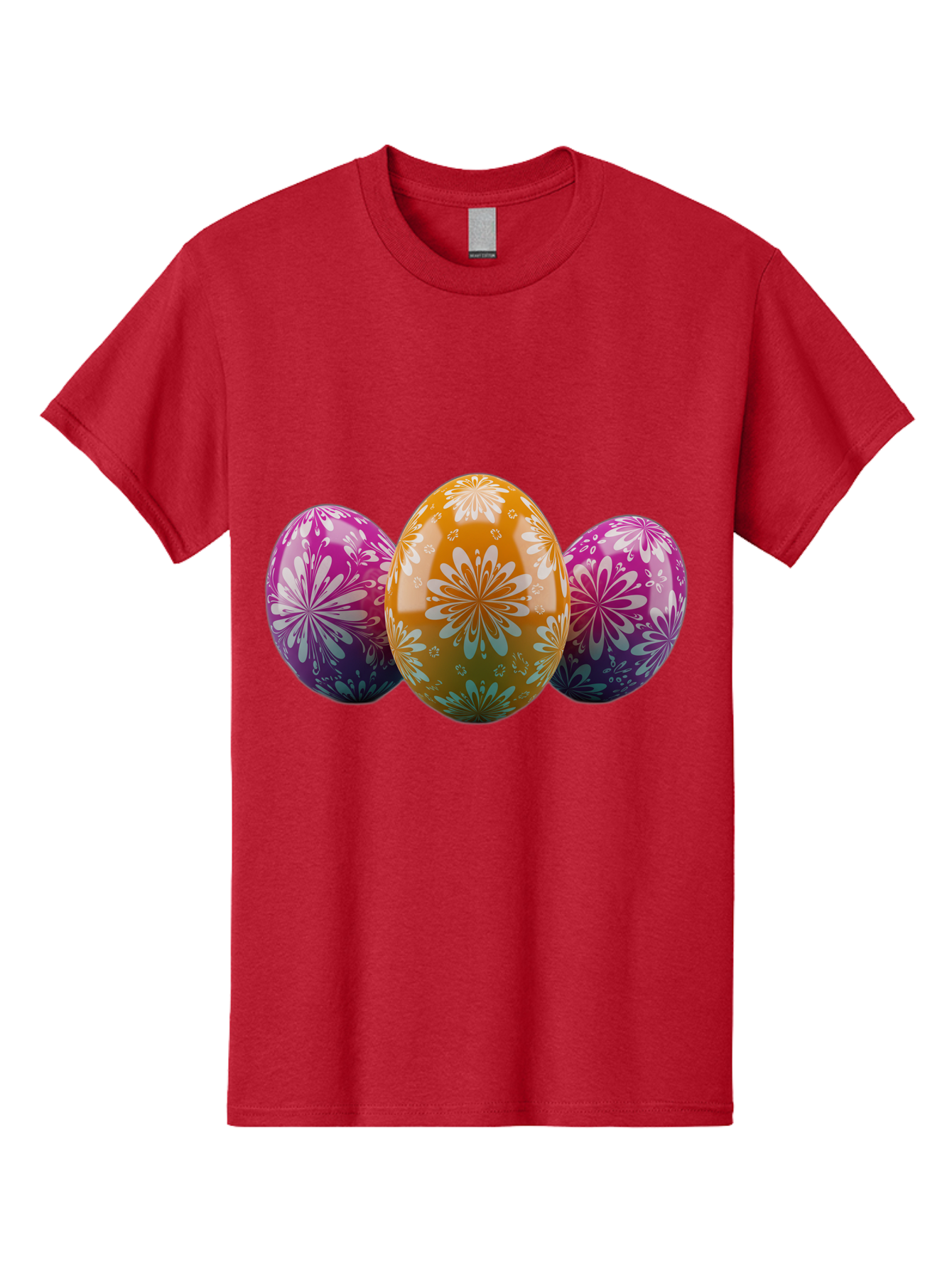 Easter-Eggs-11 Men'S Graphic Tee, 100% Cotton, Comfortable Casual Summer Wear, Machine Washable, Decorated Easter Eggs, Floral Patterns, Purple And Orange Eggs, Shiny Finish, Easter Celebration, Spring Decorations, Festive Eggs, Baa605