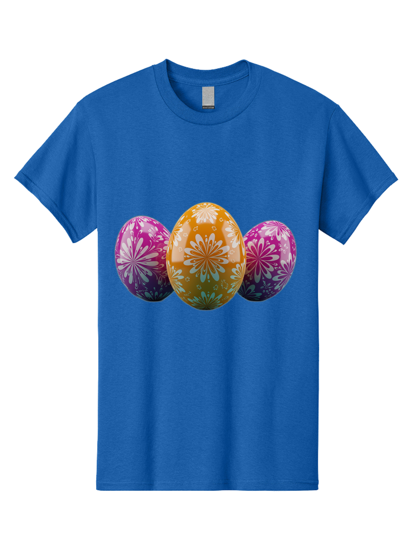 Easter-Eggs-11 Men'S Graphic Tee, 100% Cotton, Comfortable Casual Summer Wear, Machine Washable, Decorated Easter Eggs, Floral Patterns, Purple And Orange Eggs, Shiny Finish, Easter Celebration, Spring Decorations, Festive Eggs, Baa605