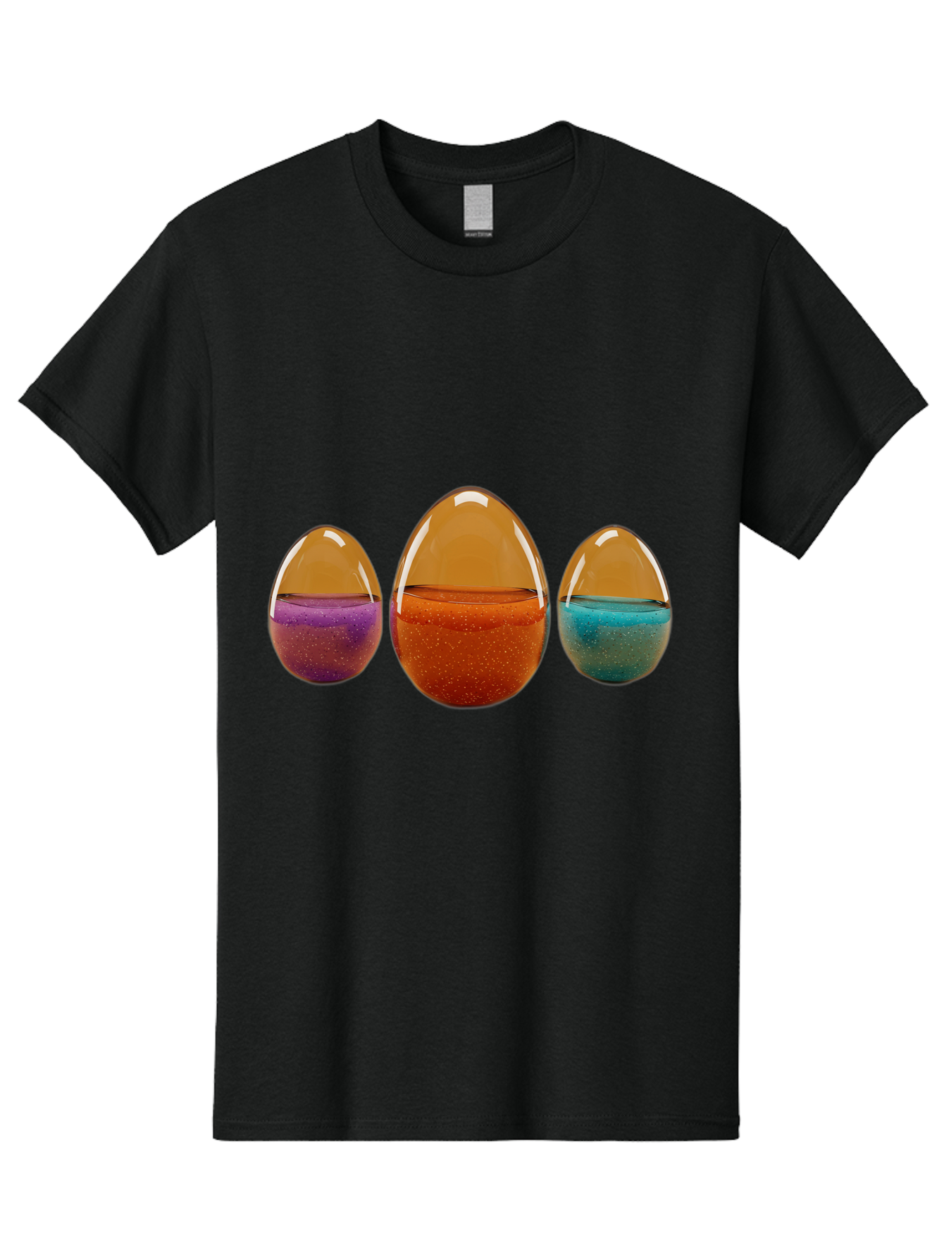 Easter-Eggs-12 Men'S Graphic Tee, 100% Cotton, Comfortable Casual Summer Wear, Machine Washable, Translucent Easter Eggs, Purple, Orange, Blue, Sparkly Contents, Festive Decorations, Spring Holiday, Colorful Eggs, Egg Decorations Baa606