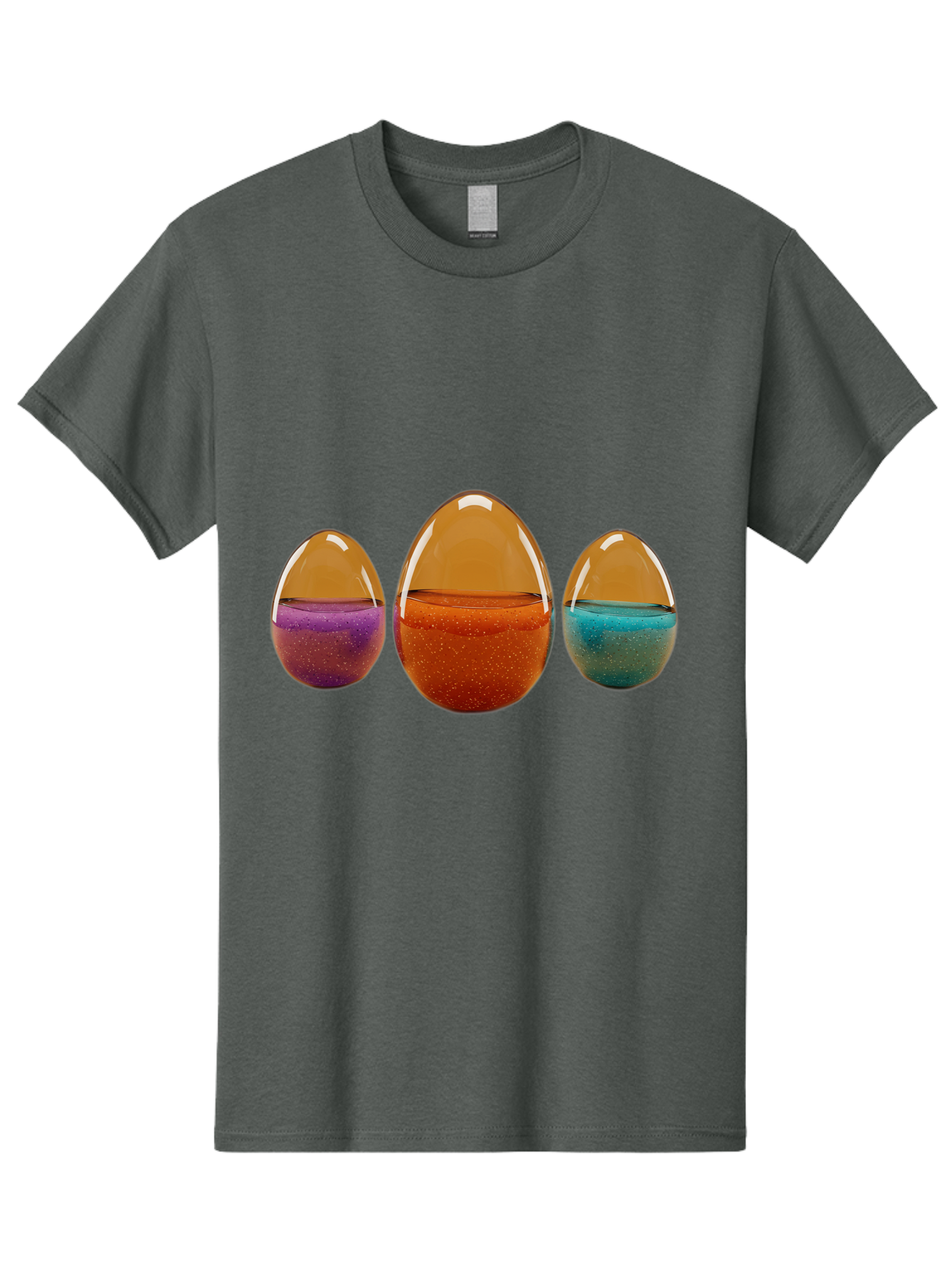 Easter-Eggs-12 Men'S Graphic Tee, 100% Cotton, Comfortable Casual Summer Wear, Machine Washable, Translucent Easter Eggs, Purple, Orange, Blue, Sparkly Contents, Festive Decorations, Spring Holiday, Colorful Eggs, Egg Decorations Baa606