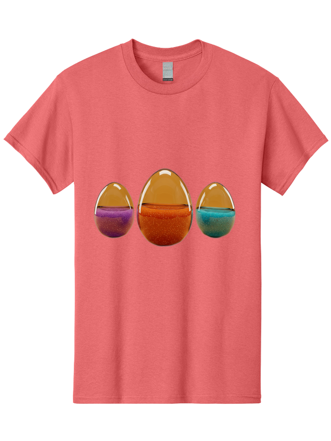 Easter-Eggs-12 Men'S Graphic Tee, 100% Cotton, Comfortable Casual Summer Wear, Machine Washable, Translucent Easter Eggs, Purple, Orange, Blue, Sparkly Contents, Festive Decorations, Spring Holiday, Colorful Eggs, Egg Decorations Baa606