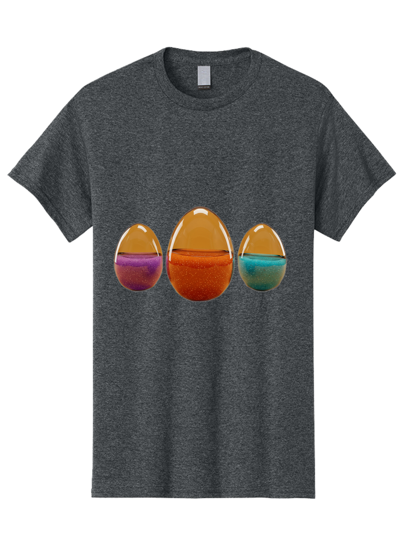 Easter-Eggs-12 Men'S Graphic Tee, 100% Cotton, Comfortable Casual Summer Wear, Machine Washable, Translucent Easter Eggs, Purple, Orange, Blue, Sparkly Contents, Festive Decorations, Spring Holiday, Colorful Eggs, Egg Decorations Baa606