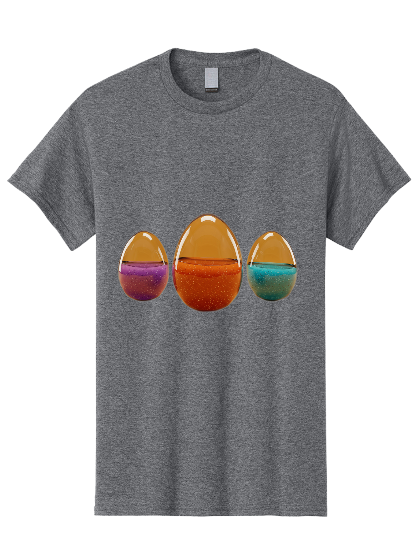 Easter-Eggs-12 Men'S Graphic Tee, 100% Cotton, Comfortable Casual Summer Wear, Machine Washable, Translucent Easter Eggs, Purple, Orange, Blue, Sparkly Contents, Festive Decorations, Spring Holiday, Colorful Eggs, Egg Decorations Baa606