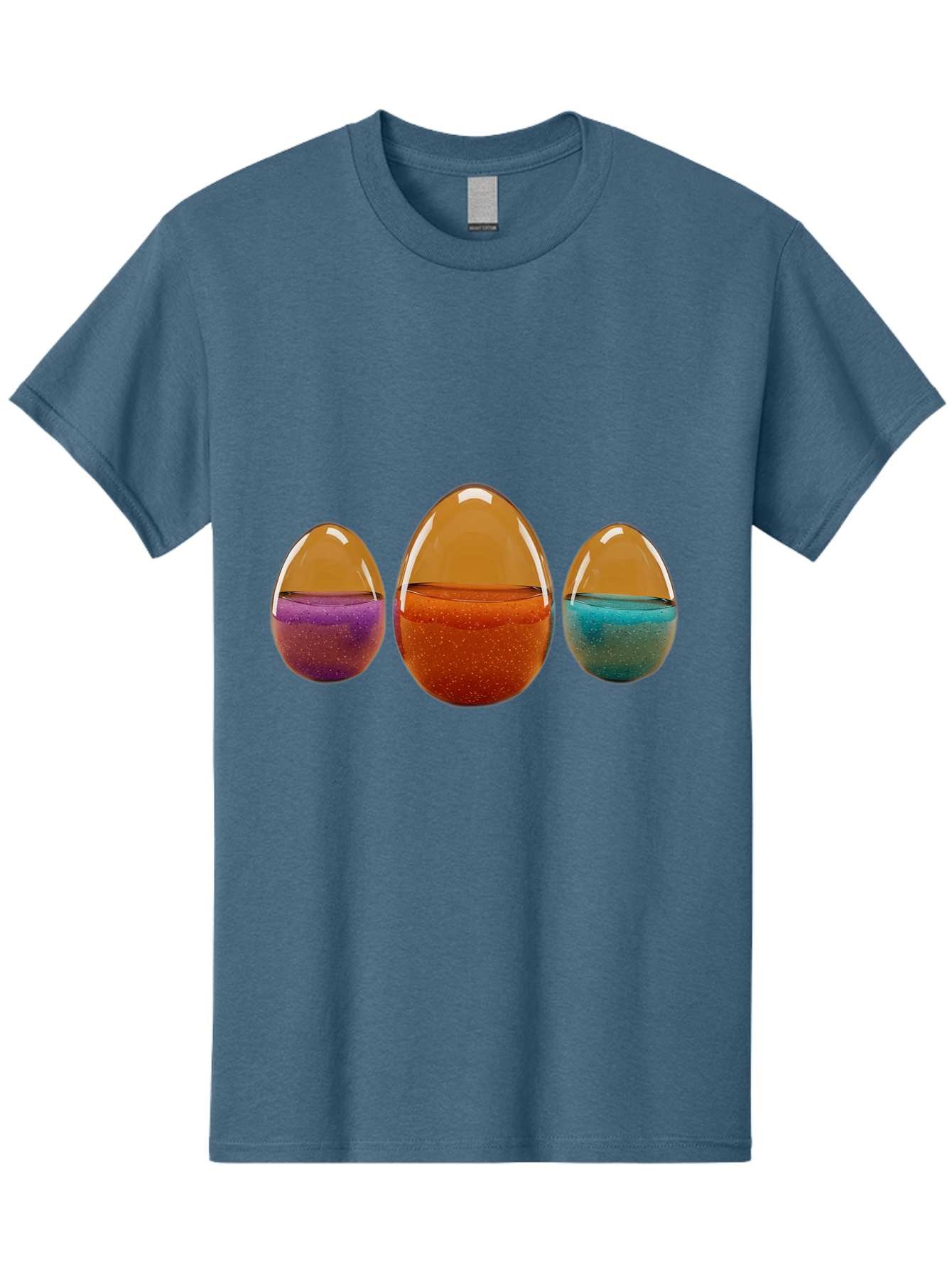 Easter-Eggs-12 Men'S Graphic Tee, 100% Cotton, Comfortable Casual Summer Wear, Machine Washable, Translucent Easter Eggs, Purple, Orange, Blue, Sparkly Contents, Festive Decorations, Spring Holiday, Colorful Eggs, Egg Decorations Baa606
