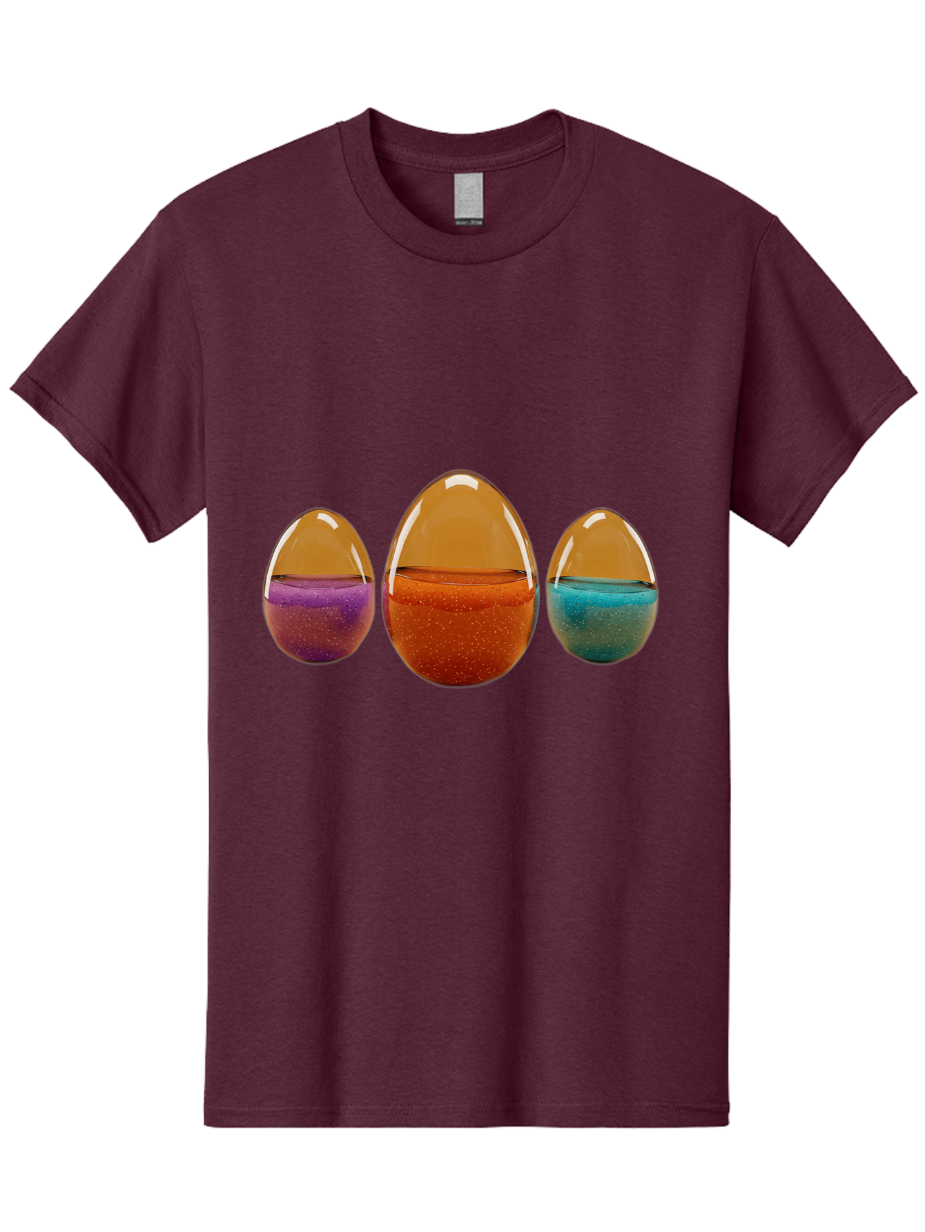 Easter-Eggs-12 Men'S Graphic Tee, 100% Cotton, Comfortable Casual Summer Wear, Machine Washable, Translucent Easter Eggs, Purple, Orange, Blue, Sparkly Contents, Festive Decorations, Spring Holiday, Colorful Eggs, Egg Decorations Baa606