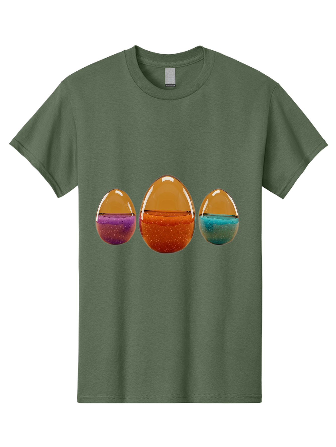 Easter-Eggs-12 Men'S Graphic Tee, 100% Cotton, Comfortable Casual Summer Wear, Machine Washable, Translucent Easter Eggs, Purple, Orange, Blue, Sparkly Contents, Festive Decorations, Spring Holiday, Colorful Eggs, Egg Decorations Baa606