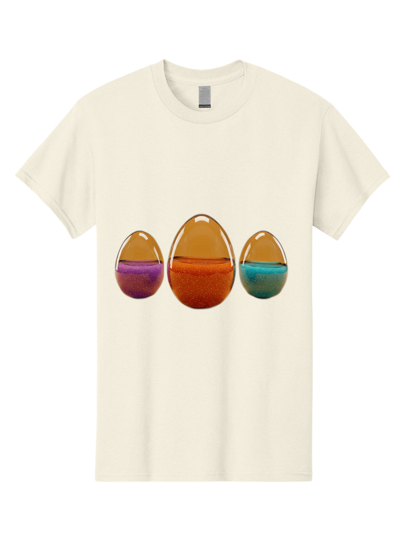 Easter-Eggs-12 Men'S Graphic Tee, 100% Cotton, Comfortable Casual Summer Wear, Machine Washable, Translucent Easter Eggs, Purple, Orange, Blue, Sparkly Contents, Festive Decorations, Spring Holiday, Colorful Eggs, Egg Decorations Baa606